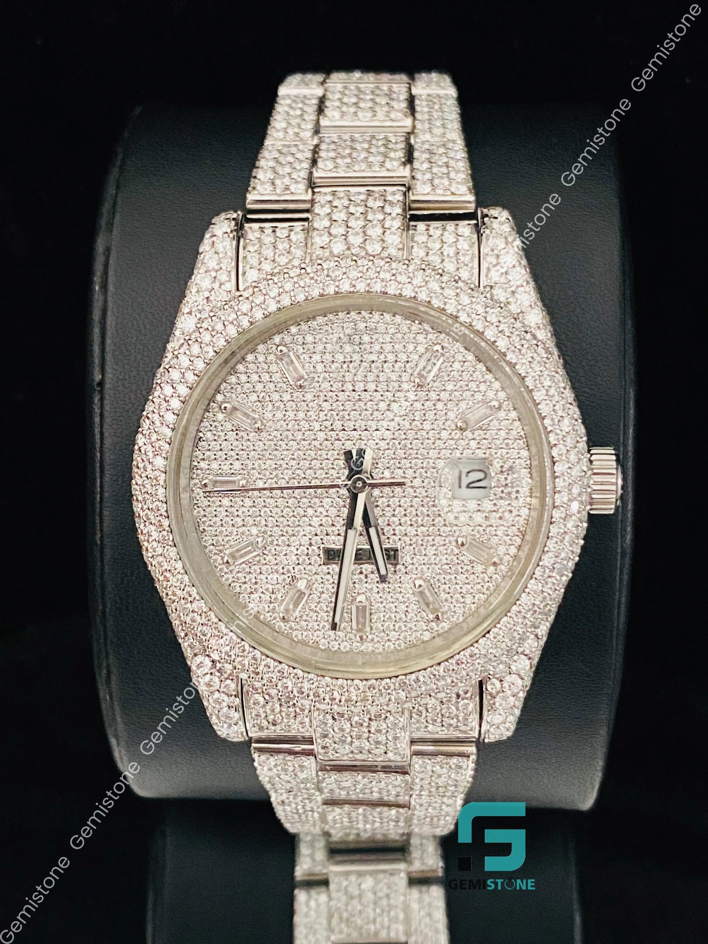 Bust Down Baguette Bar Moissanite Watch