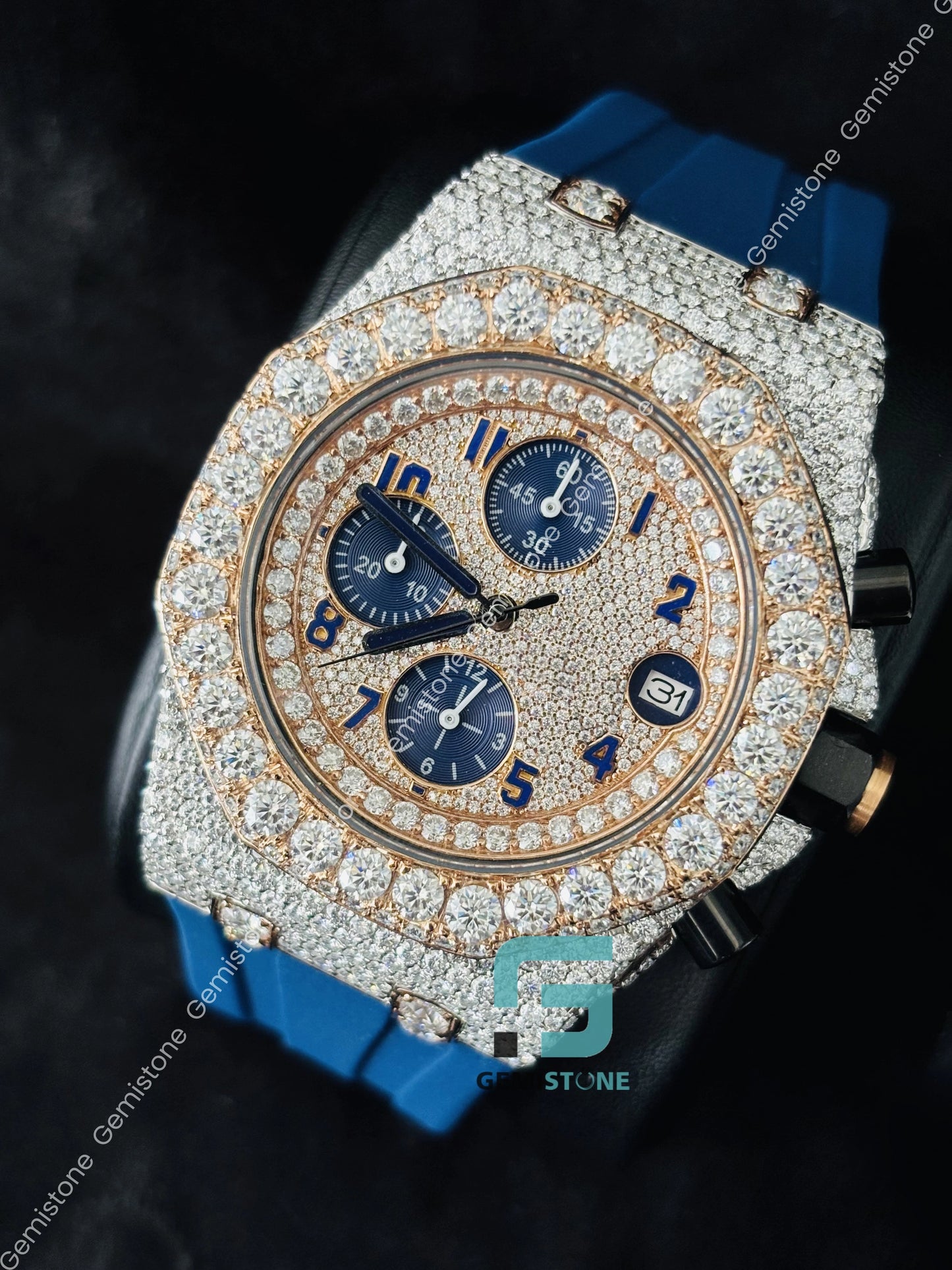 Bust Down Moissanite Hip Hop Chronograph Watch