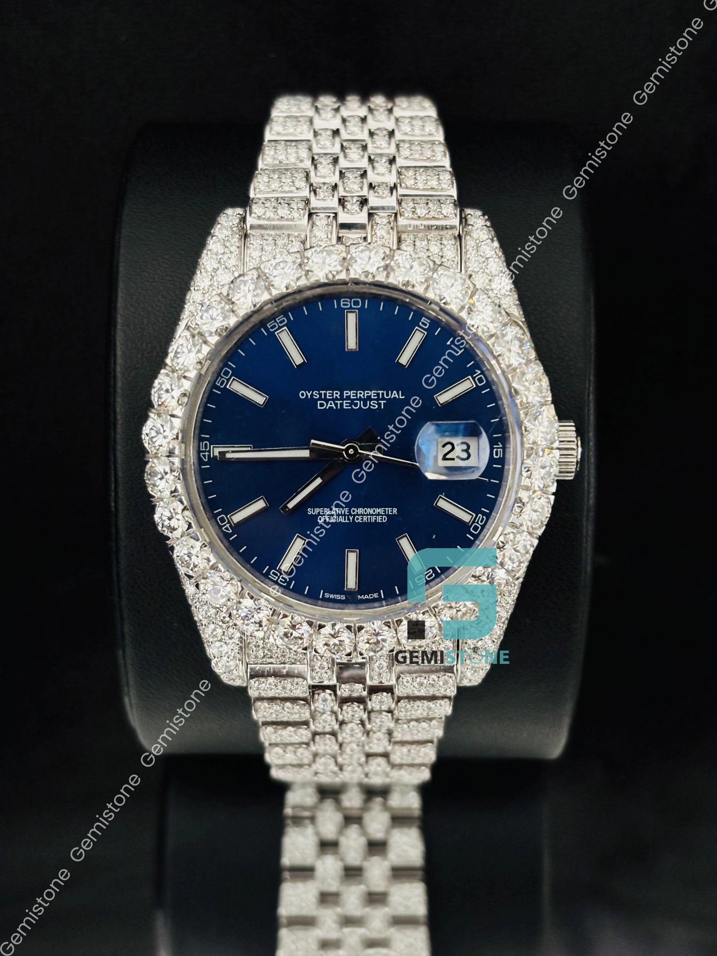 Bust Down Moissanite Jubilee Strap Watch