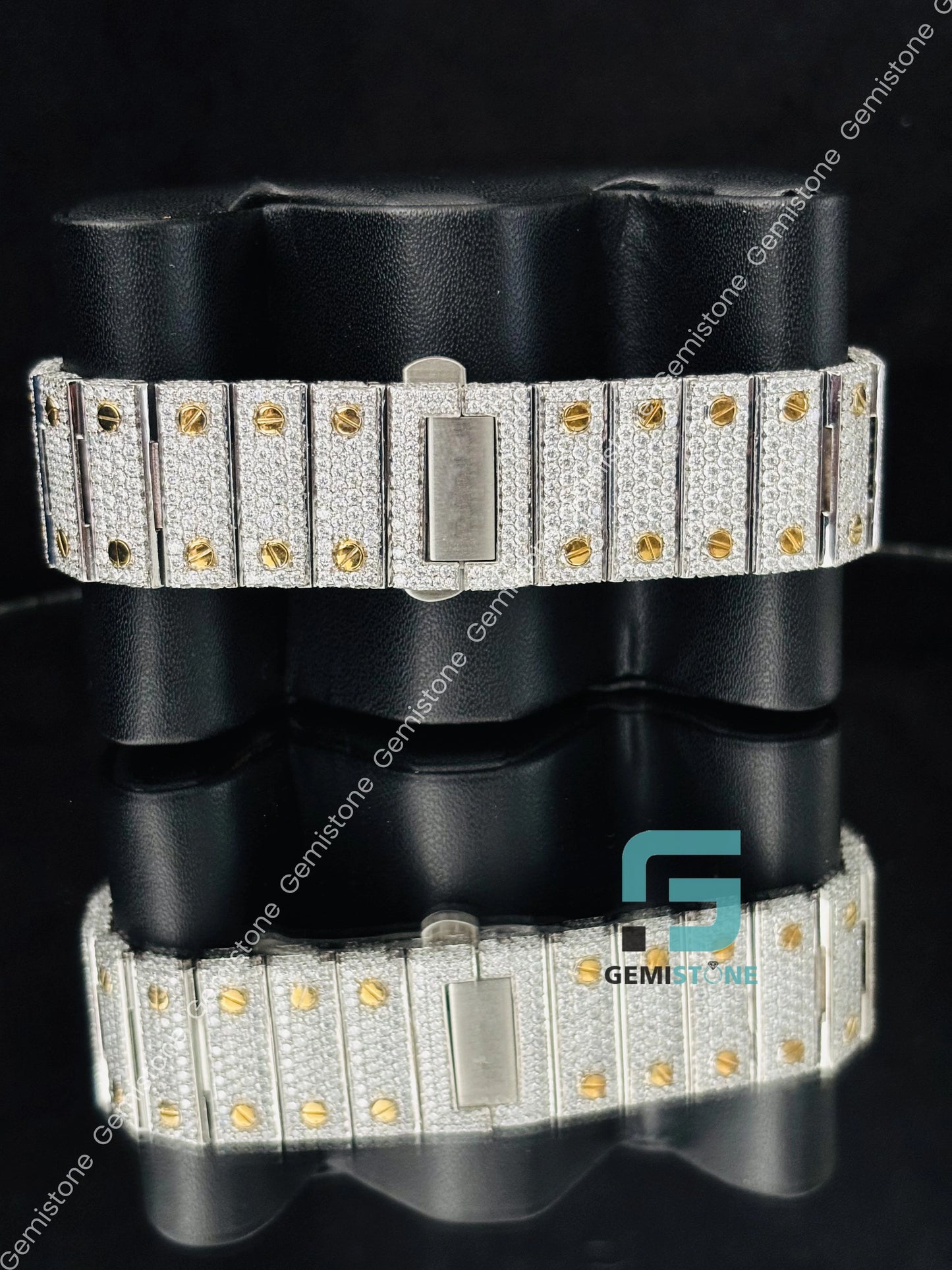 Cartier Moissanite Iced Out Yellow Gold Plated Watch