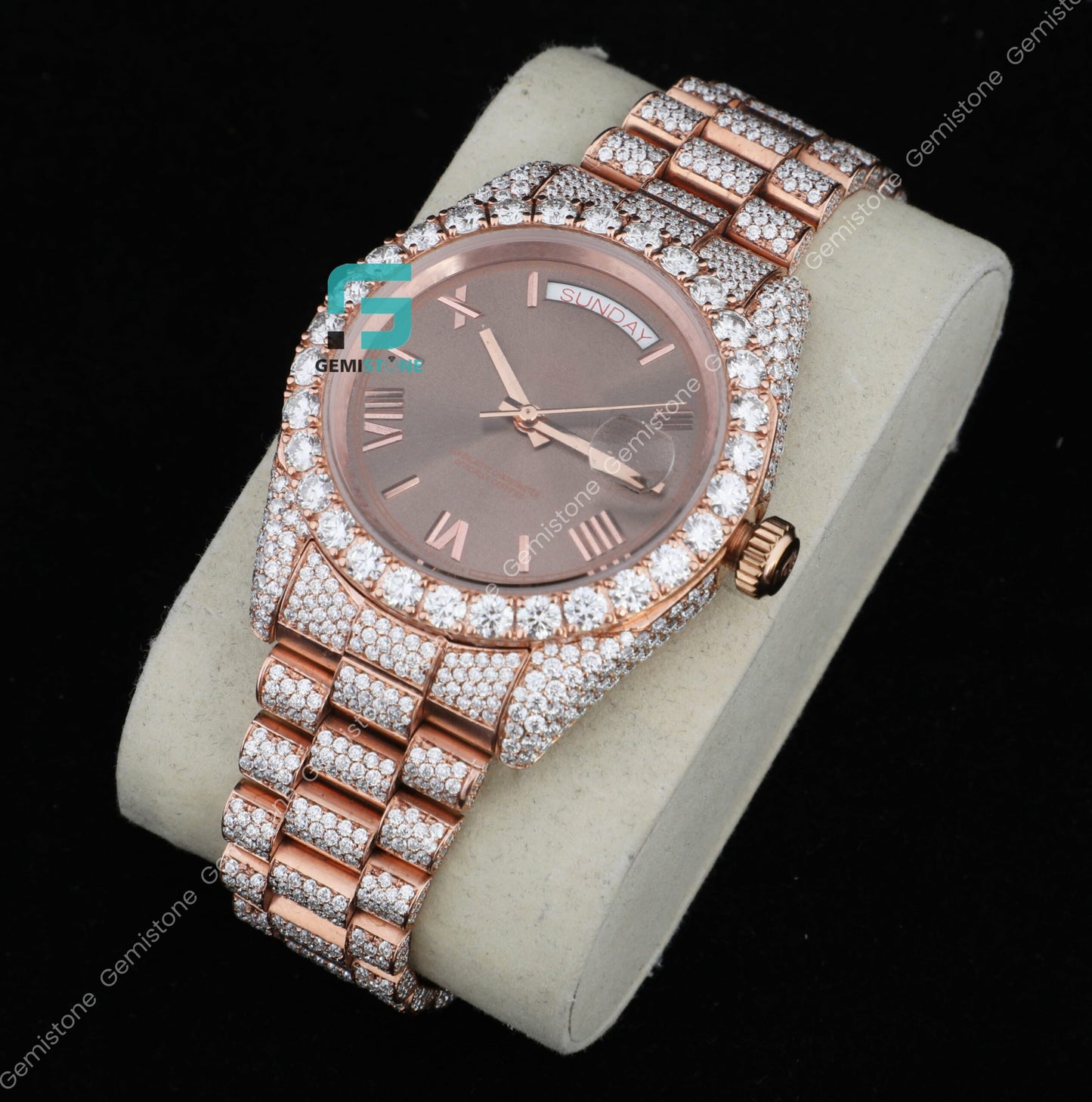 VVS Moissanite Chocolate Dial Hip Hop Iced Out Diamond Watch