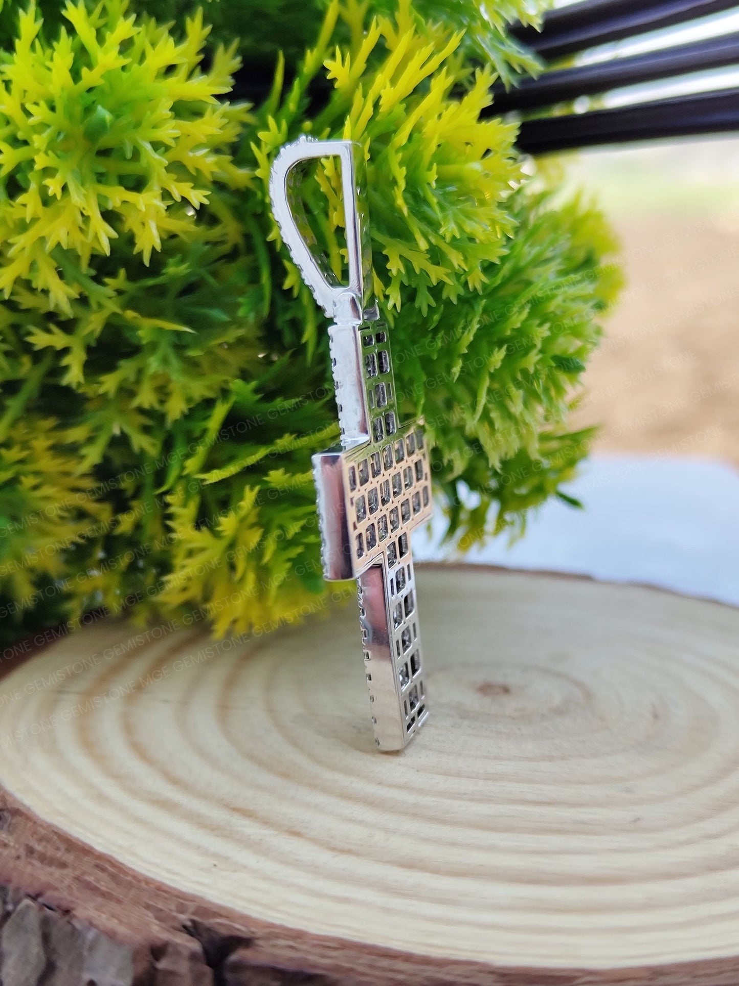 VVS Emerald Cut Moissanite Diamond Cross Pendant Men