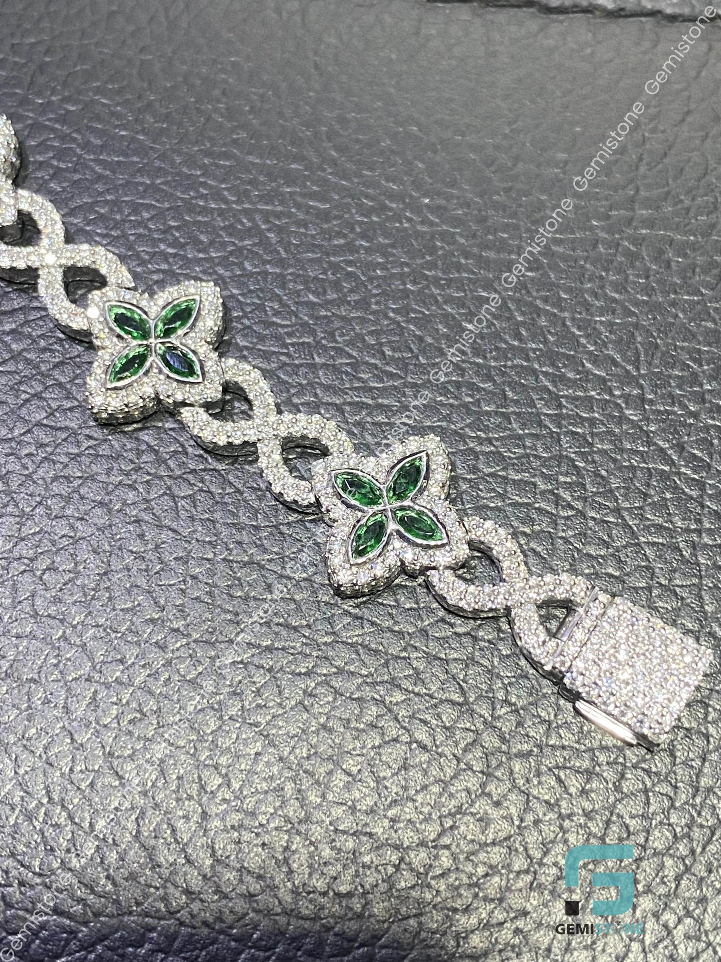 Colorful Moissanite Iced Out Clover Bracelet