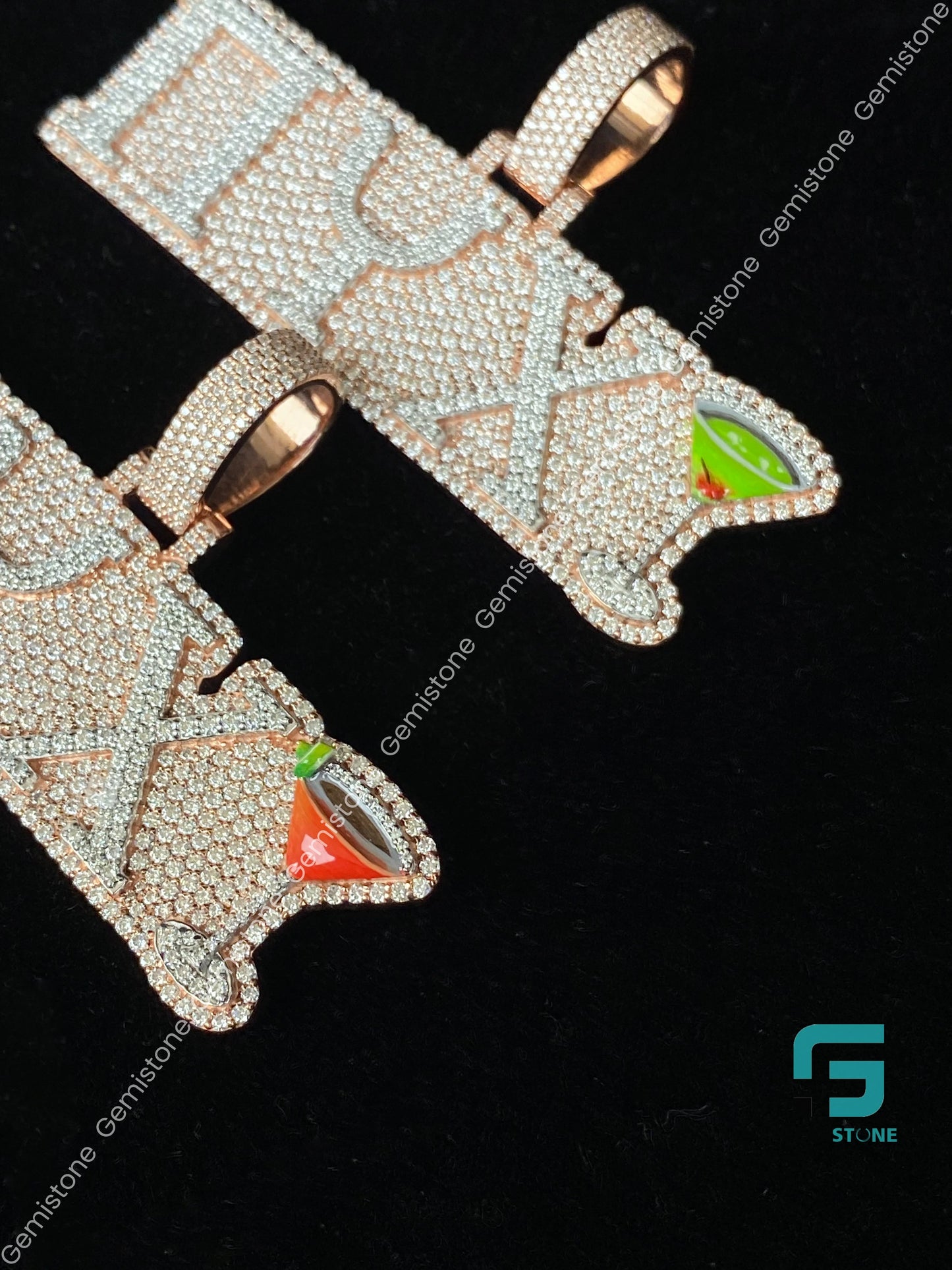 Two Tone Rose Gold Plated 925 Silver Custom Letter πYX Moissanite Pendant