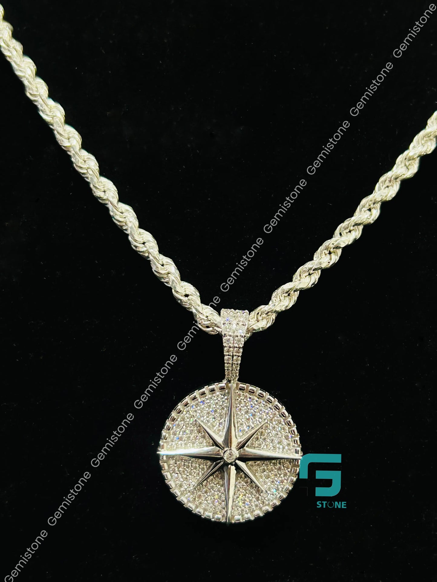 Compass Moissanite Pendant