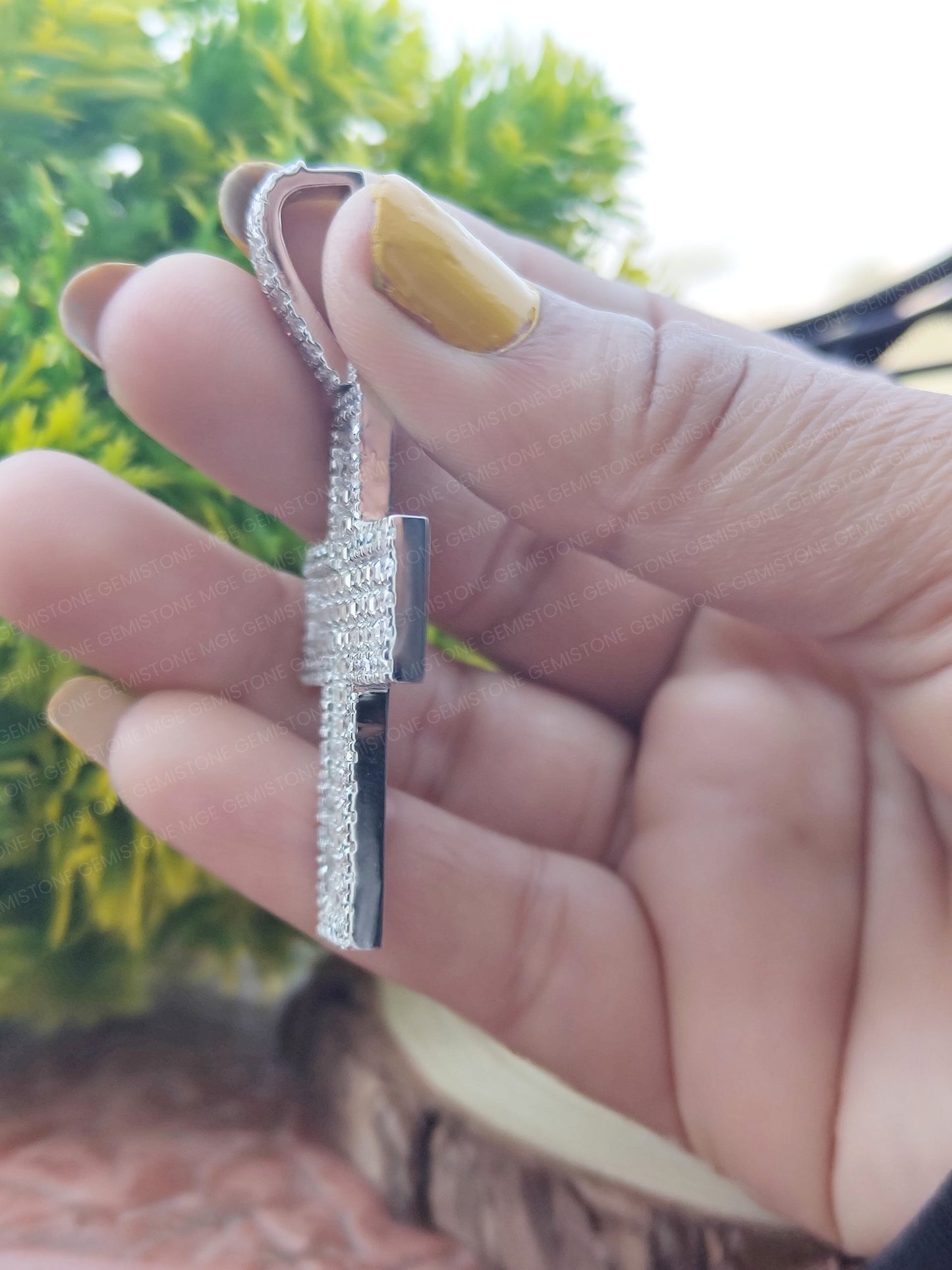 VVS Emerald Cut Moissanite Diamond Cross Pendant Men