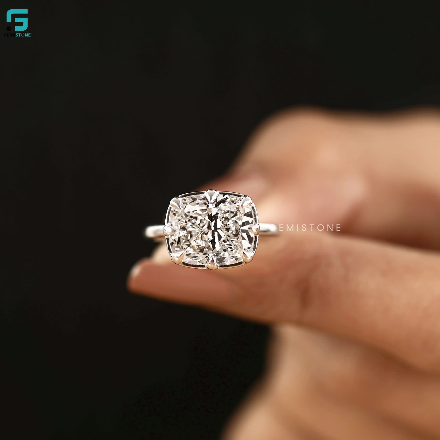 Cushion Solitaire Diamond Ring For Women