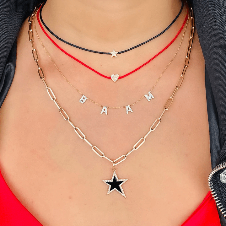 Custom Diamond Block Name Necklace