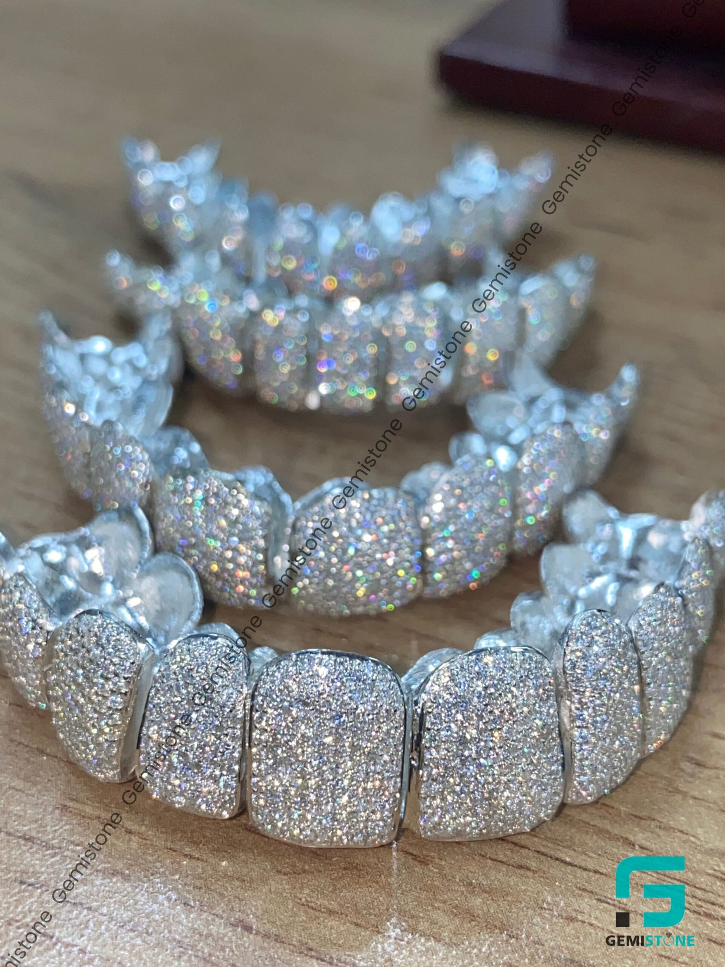 Fully Iced 10 Top 10 Bottom Custom Moissanite Grillz 925 Silver