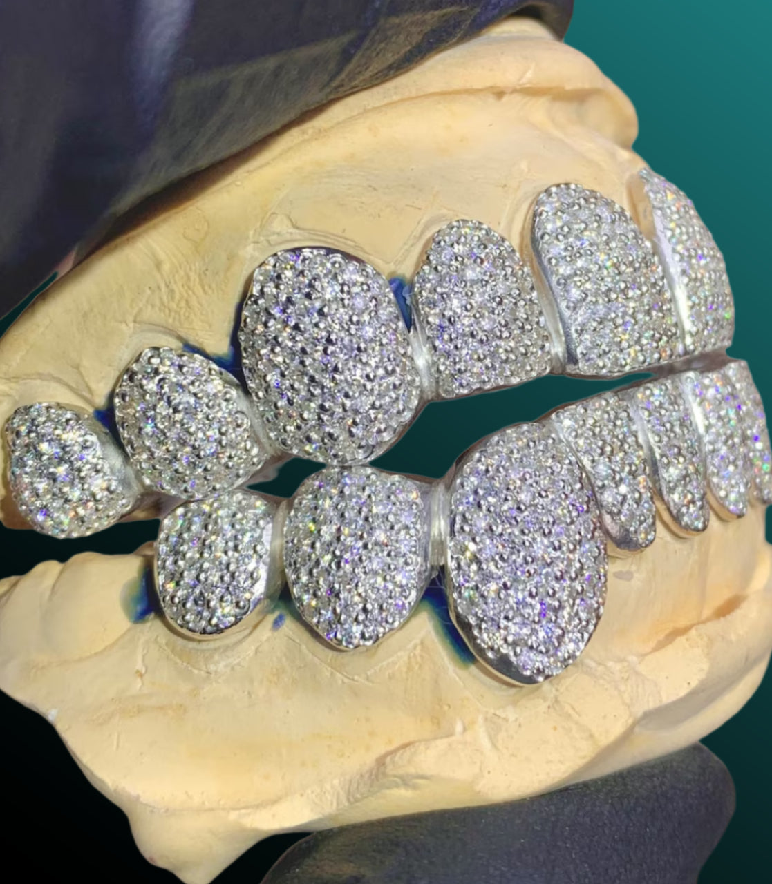 Perm Cut Iced Out Diamond Grillz Custom 925 Silver