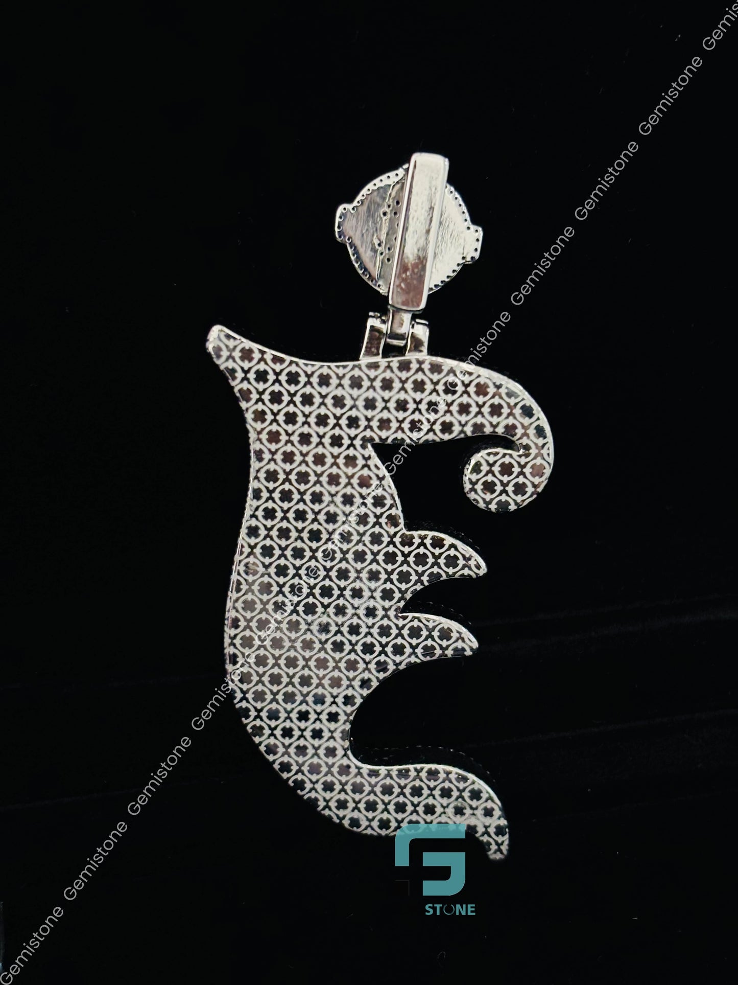 Custom Letter Moissanite Sky Blue Stone Pendant