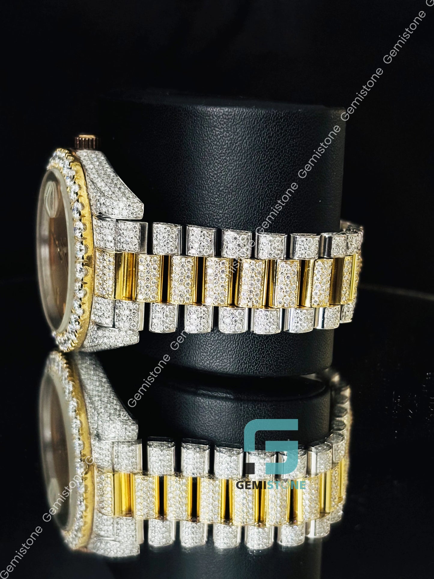 Day Date Moissanite Studded Hip Hop Watch