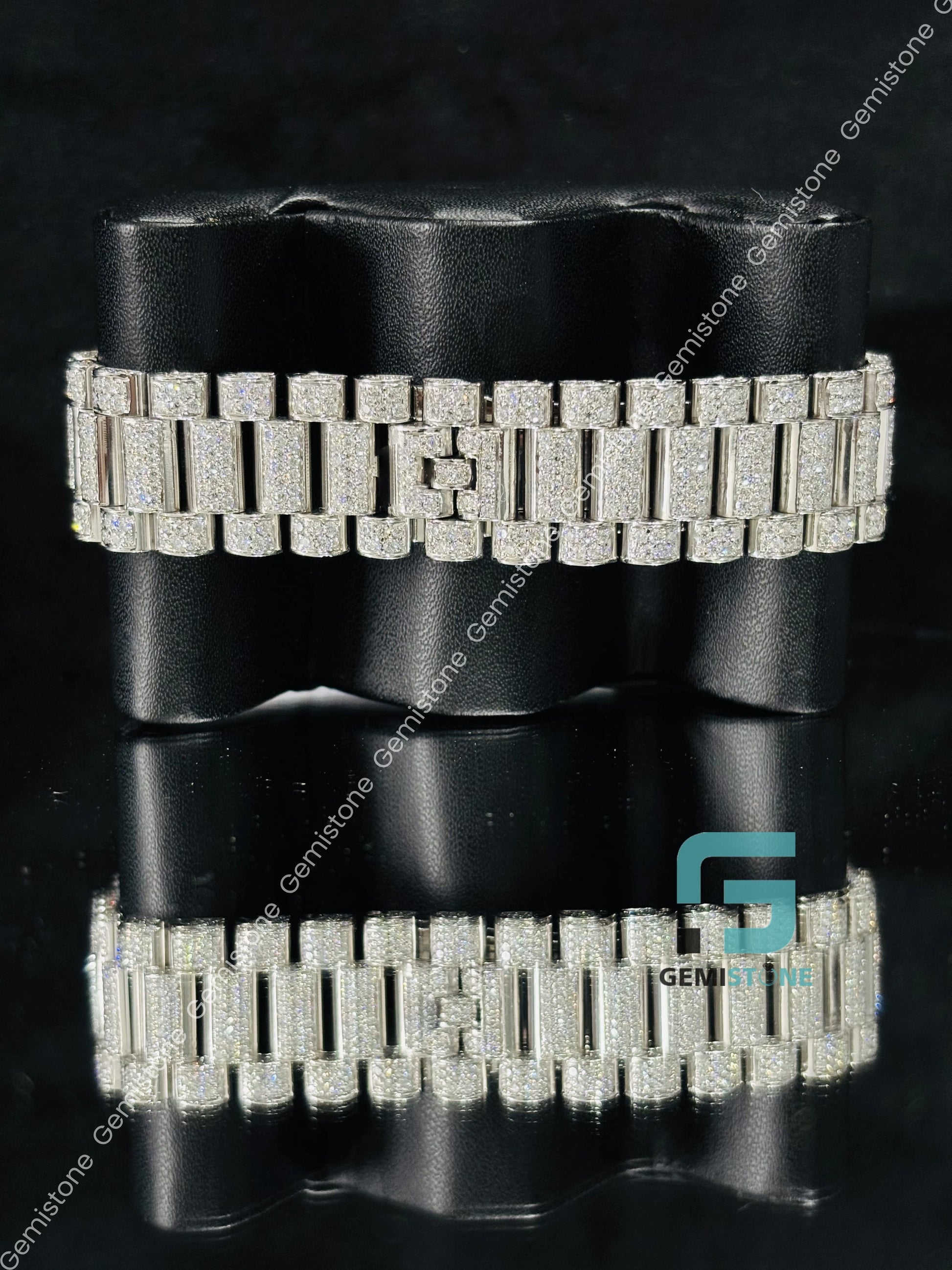 Day Date Roman Number Moissanite Iced Out Watch