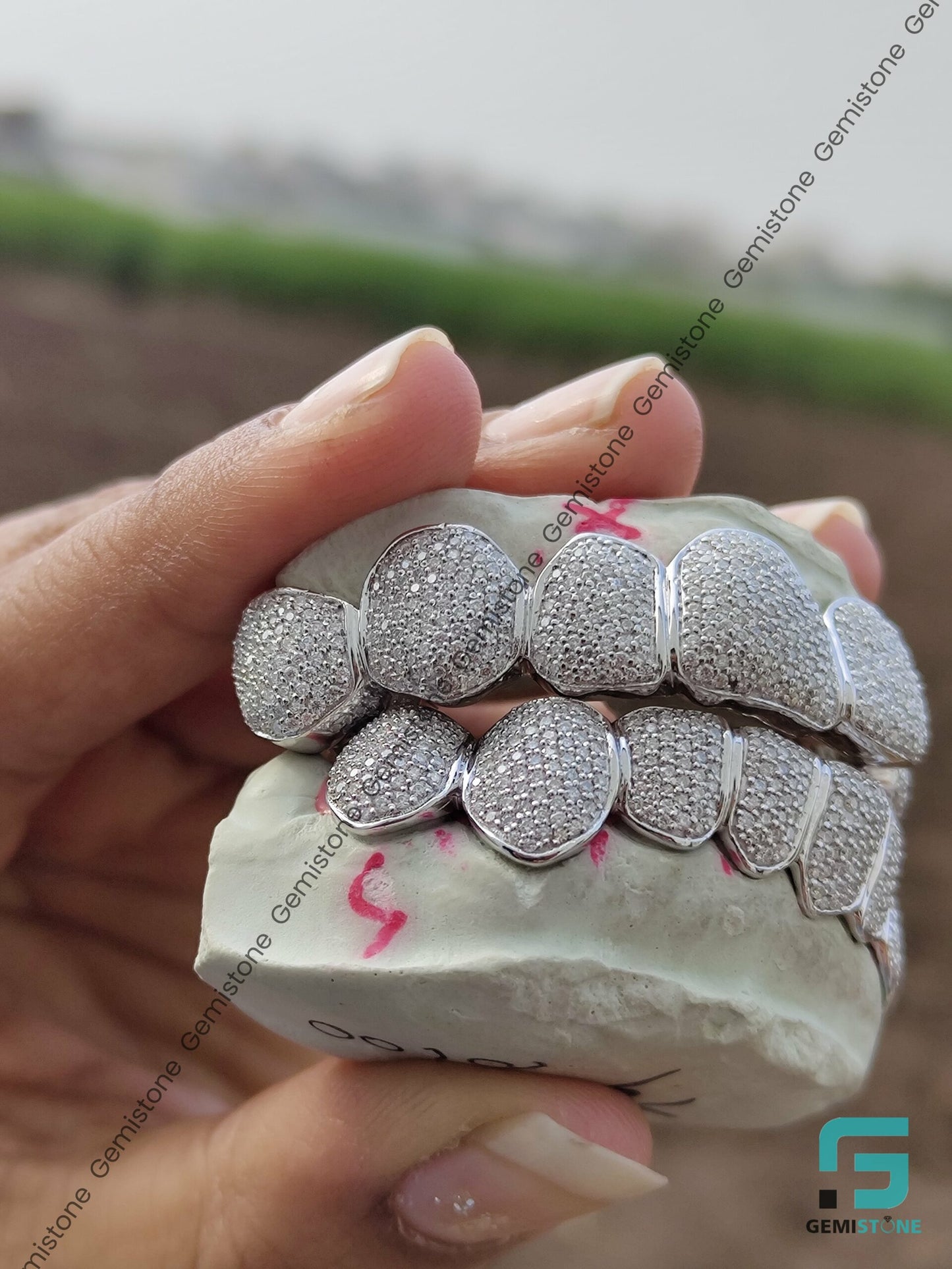 Fully Iced Out 8 Top 8 Bottom VVS Moissanite Grillz 925 Sterling Silver