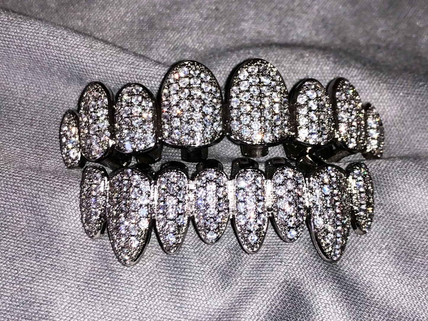 Fully Iced Out Joker Gold VVS Moissanite Diamond Grillz On Teeth