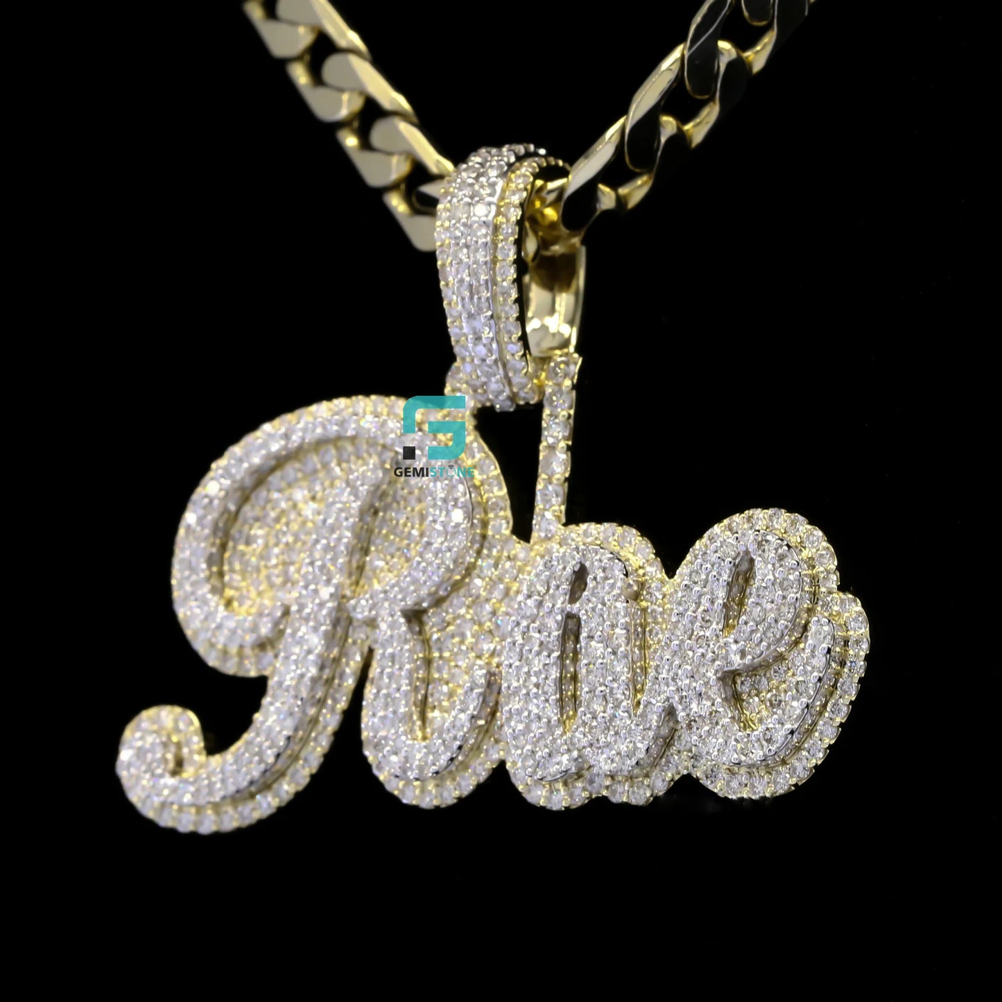 14K Gold Fully Iced Out VVS Moissanite Diamond Letter Pendant