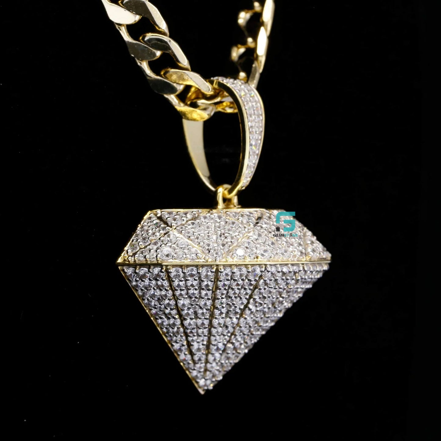 14K Gold Men's Hip Hop Style Moissanite DIAMOND Shaped Pendant