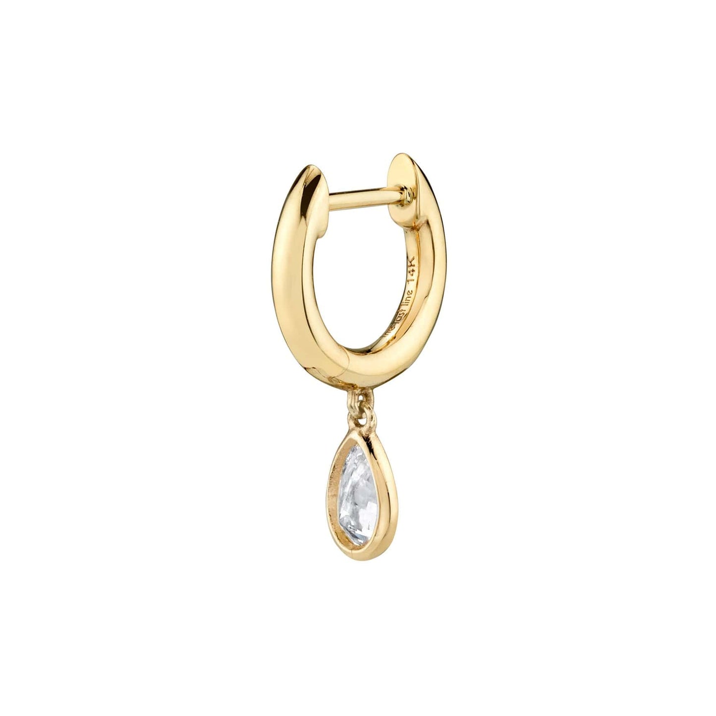Diamond Solitaire Teardrop Huggie Earrings