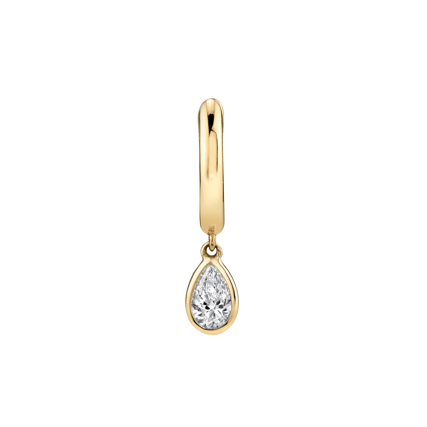 Diamond Solitaire Teardrop Huggie Earrings