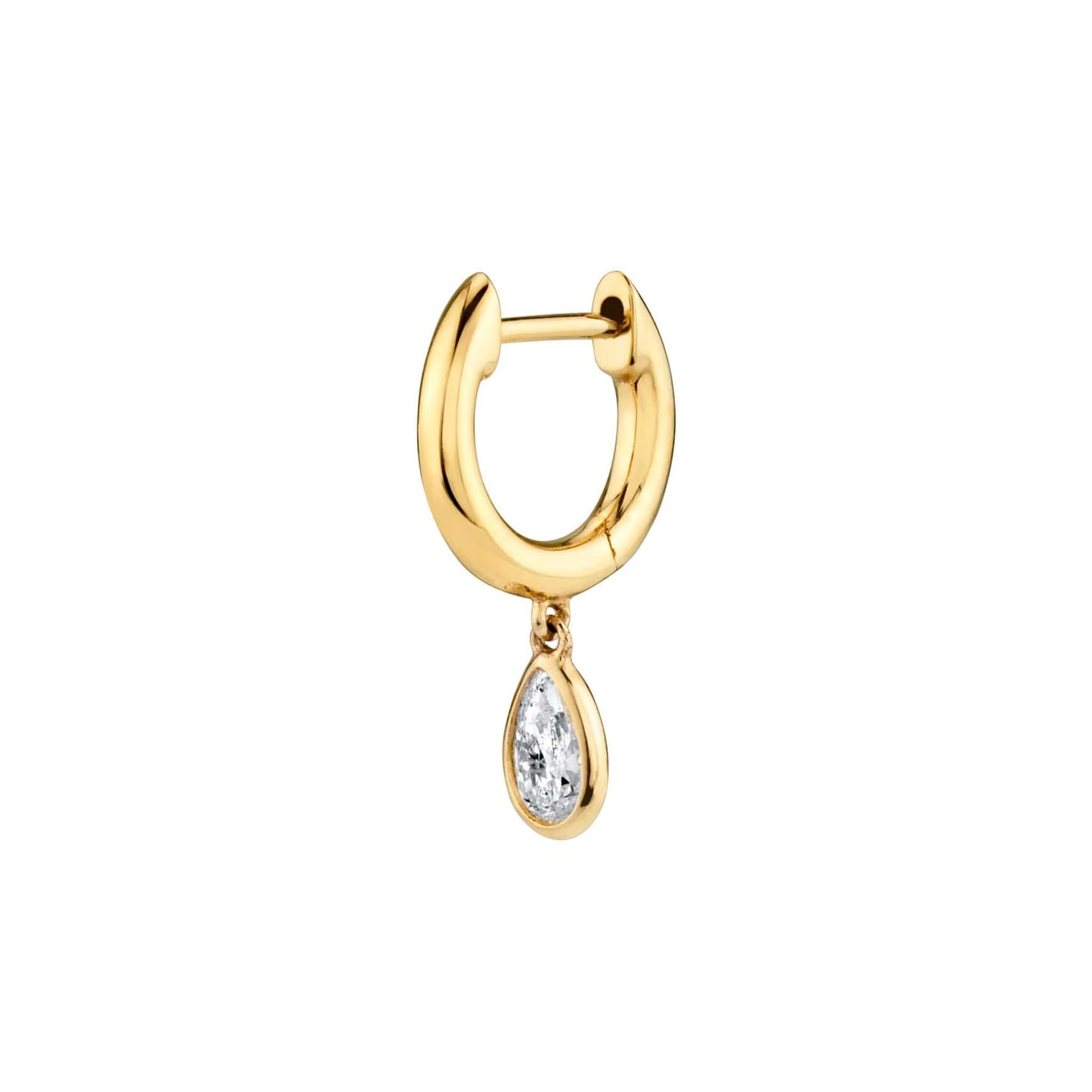 Diamond Solitaire Teardrop Huggie Earrings