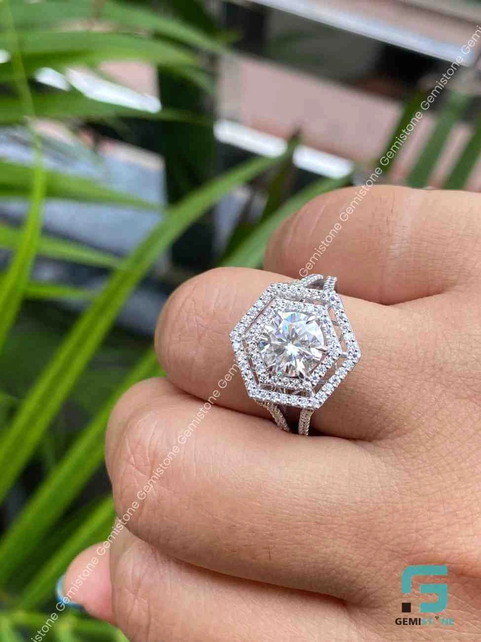 Double Halo Moissanite Ring