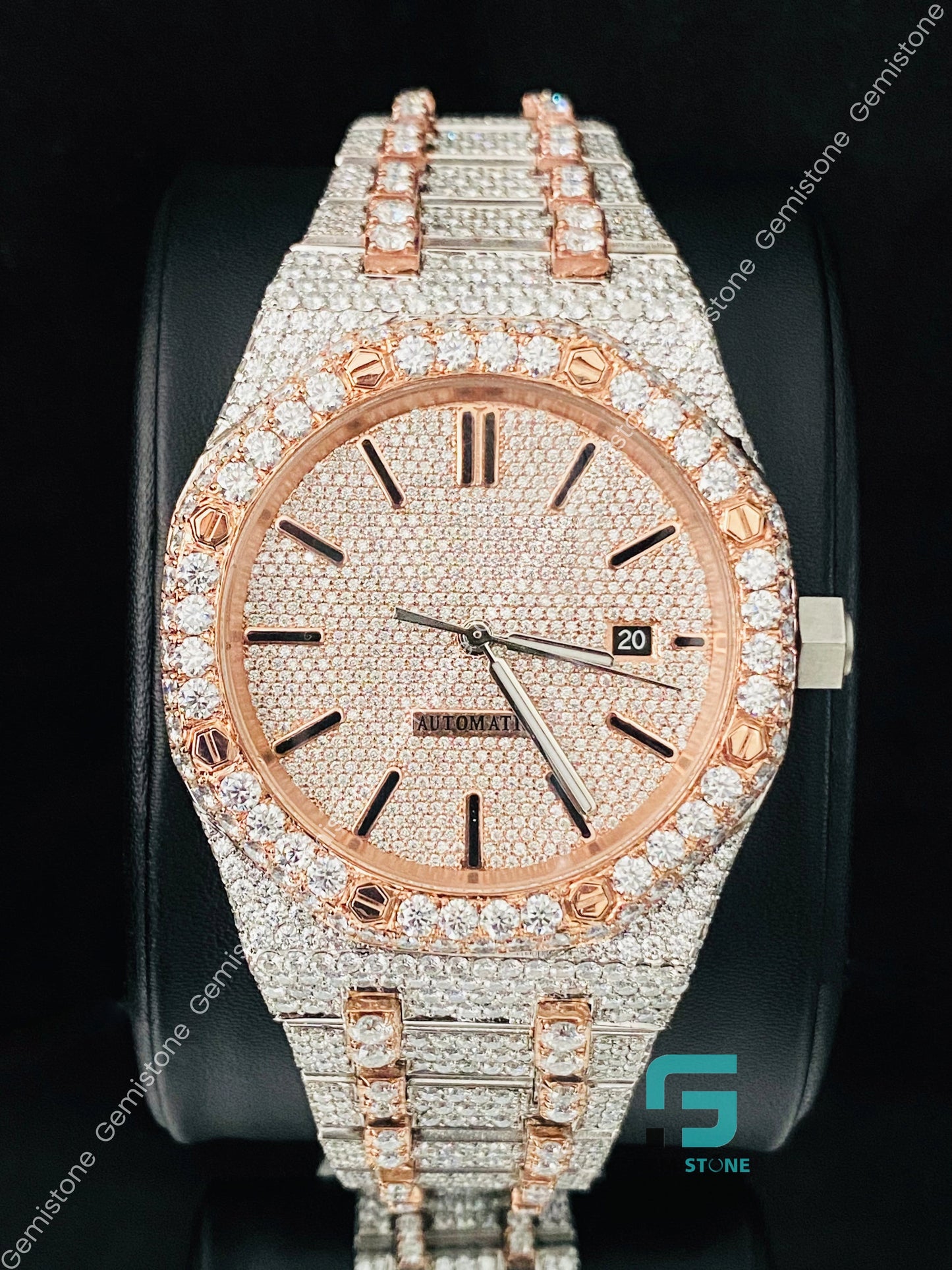 Dual Tone Moissanite Watch For Men's