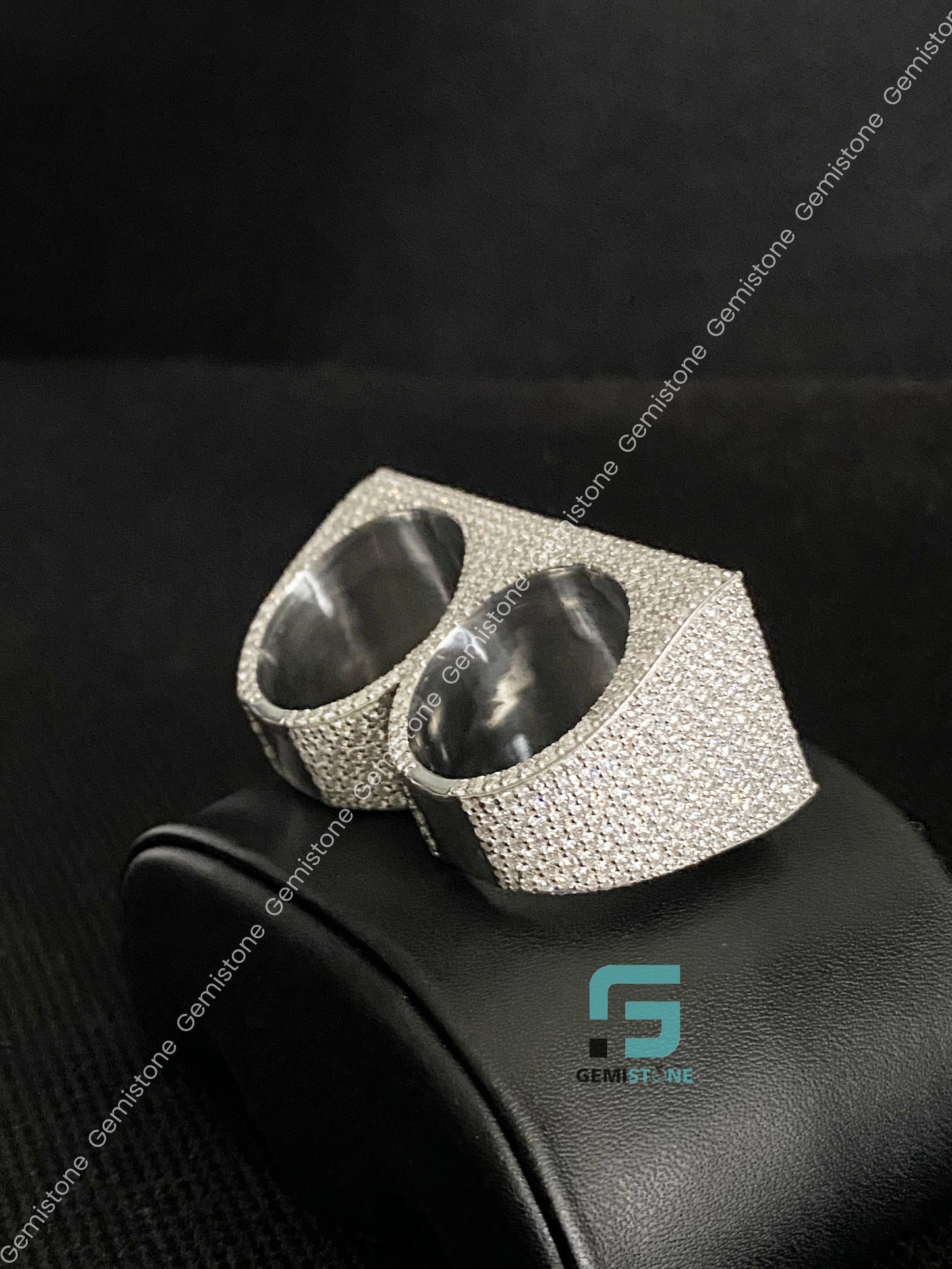 Dual Finger Moissanite Hip Hop Ring
