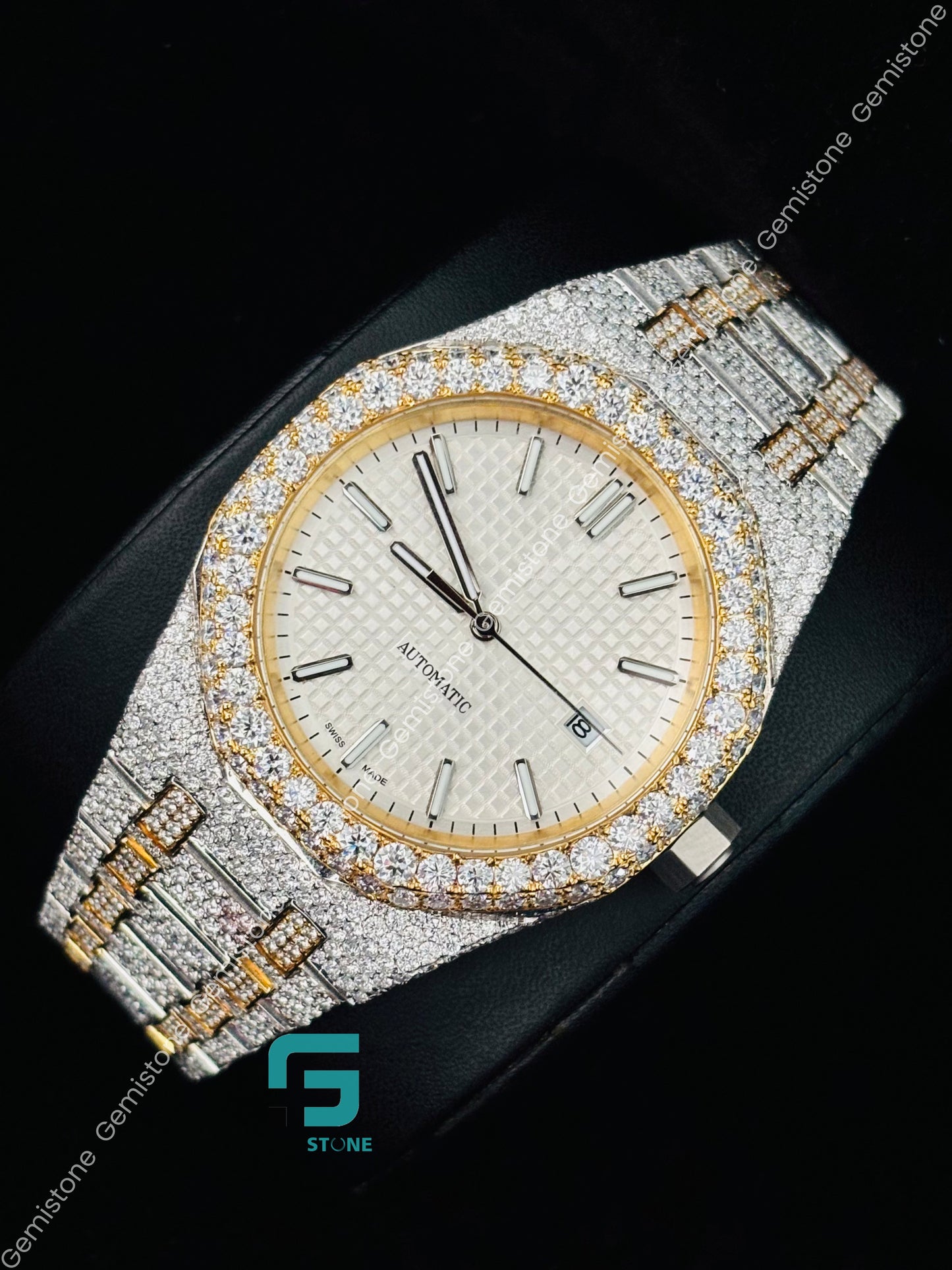 Dual Tone Ap Moissanite Watch for Men_s