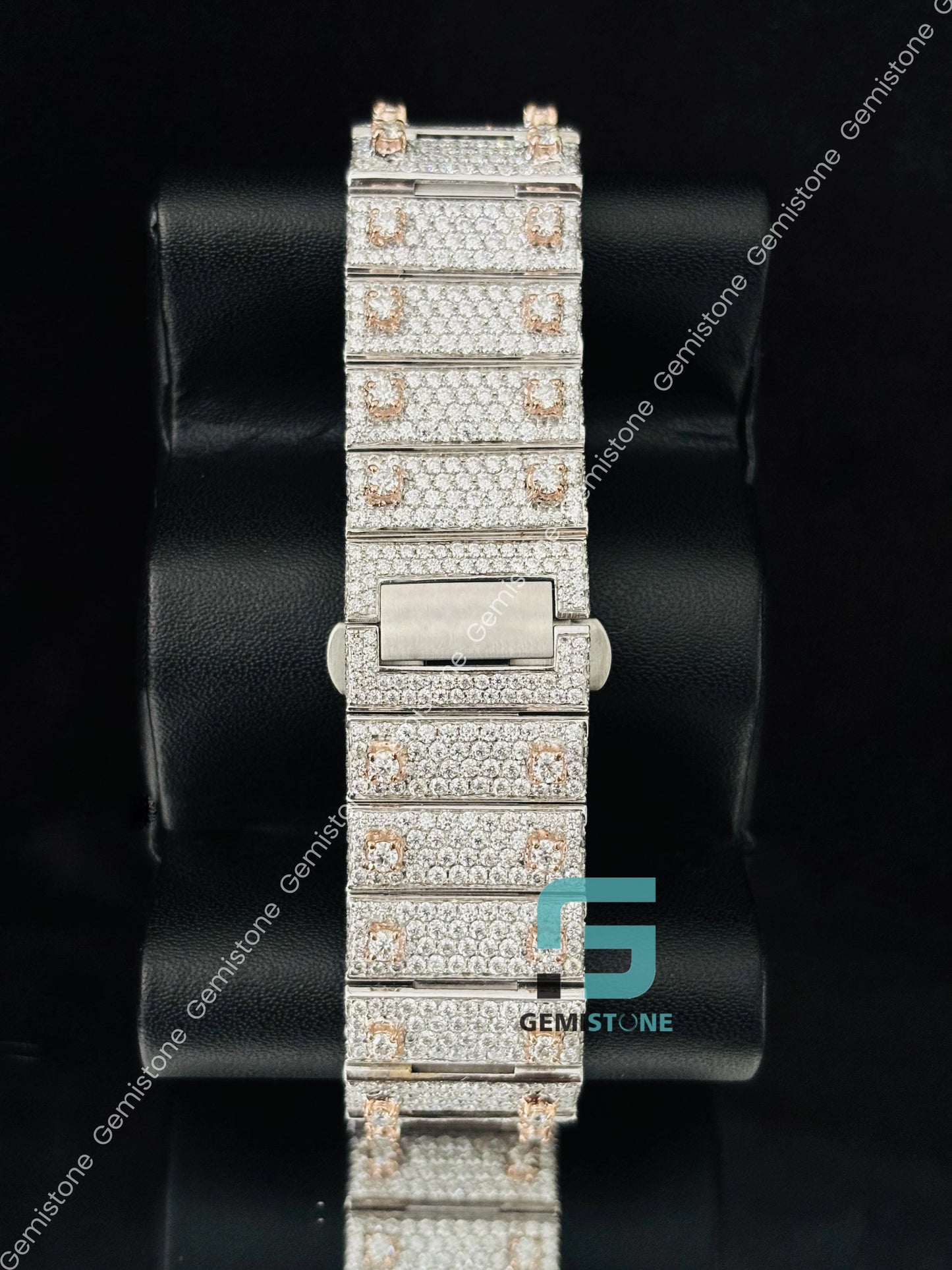 Dual Tone Fully Studded Moissanite Cartier Watch