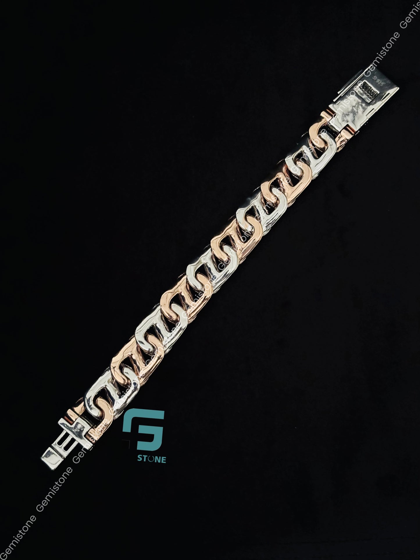 Dual Tone Moissanite Hip Hop Bracelet