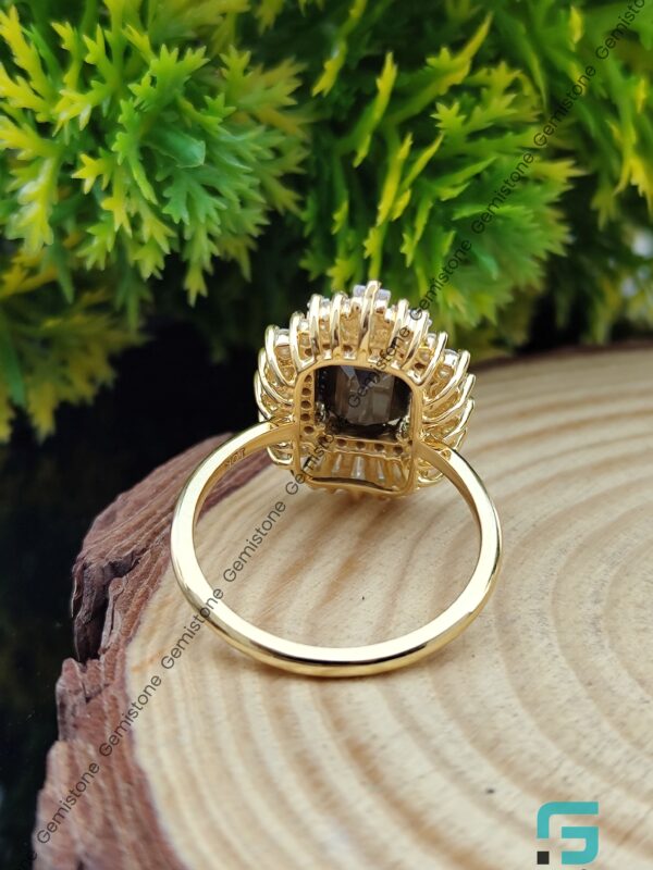 3 CT Emerald Cut Black Diamond Sunburst Halo Engagement Ring