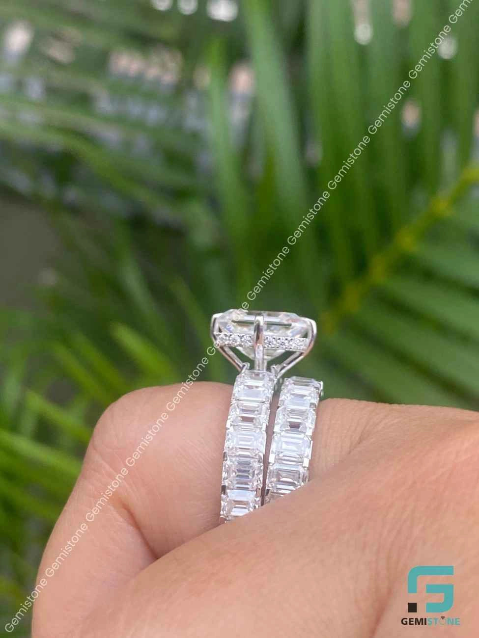 Emerald Moissanite Bridal Set