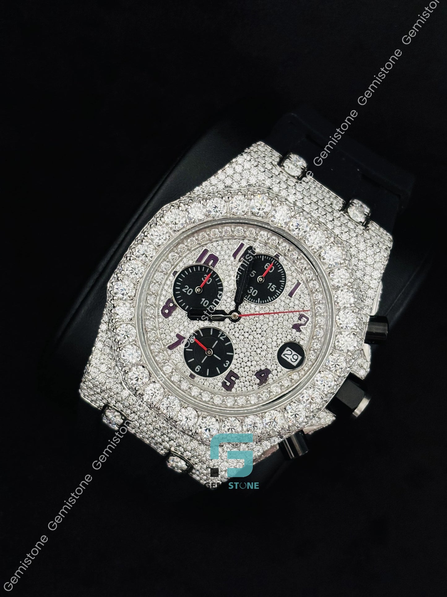Face Dial Studded Moissanite Luxury Watch For Men