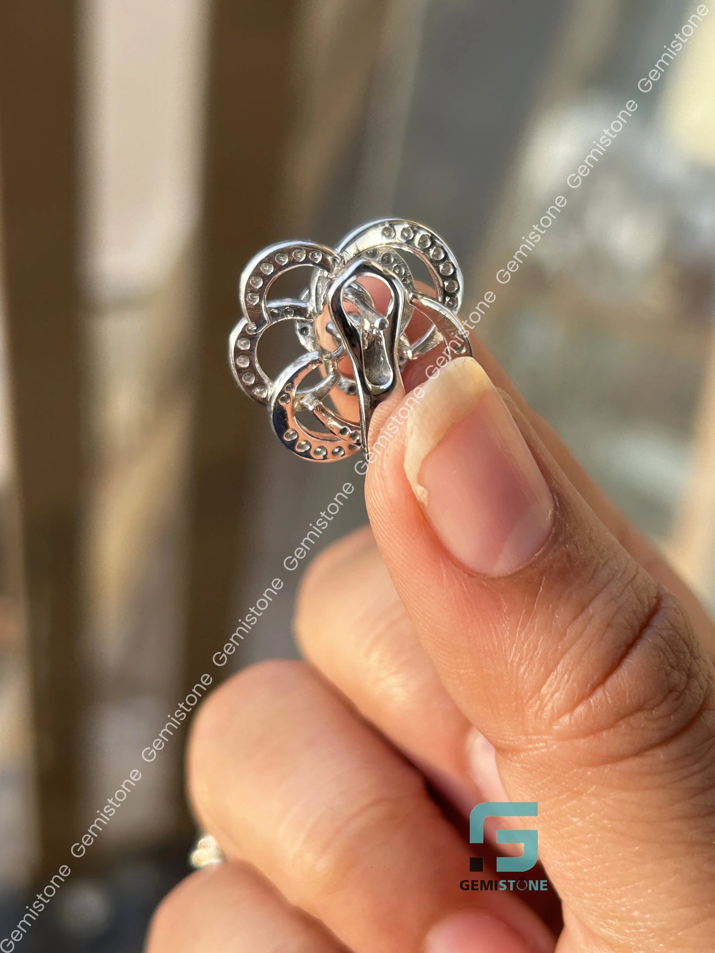 Floral Moissanite Round Diamond Earrings