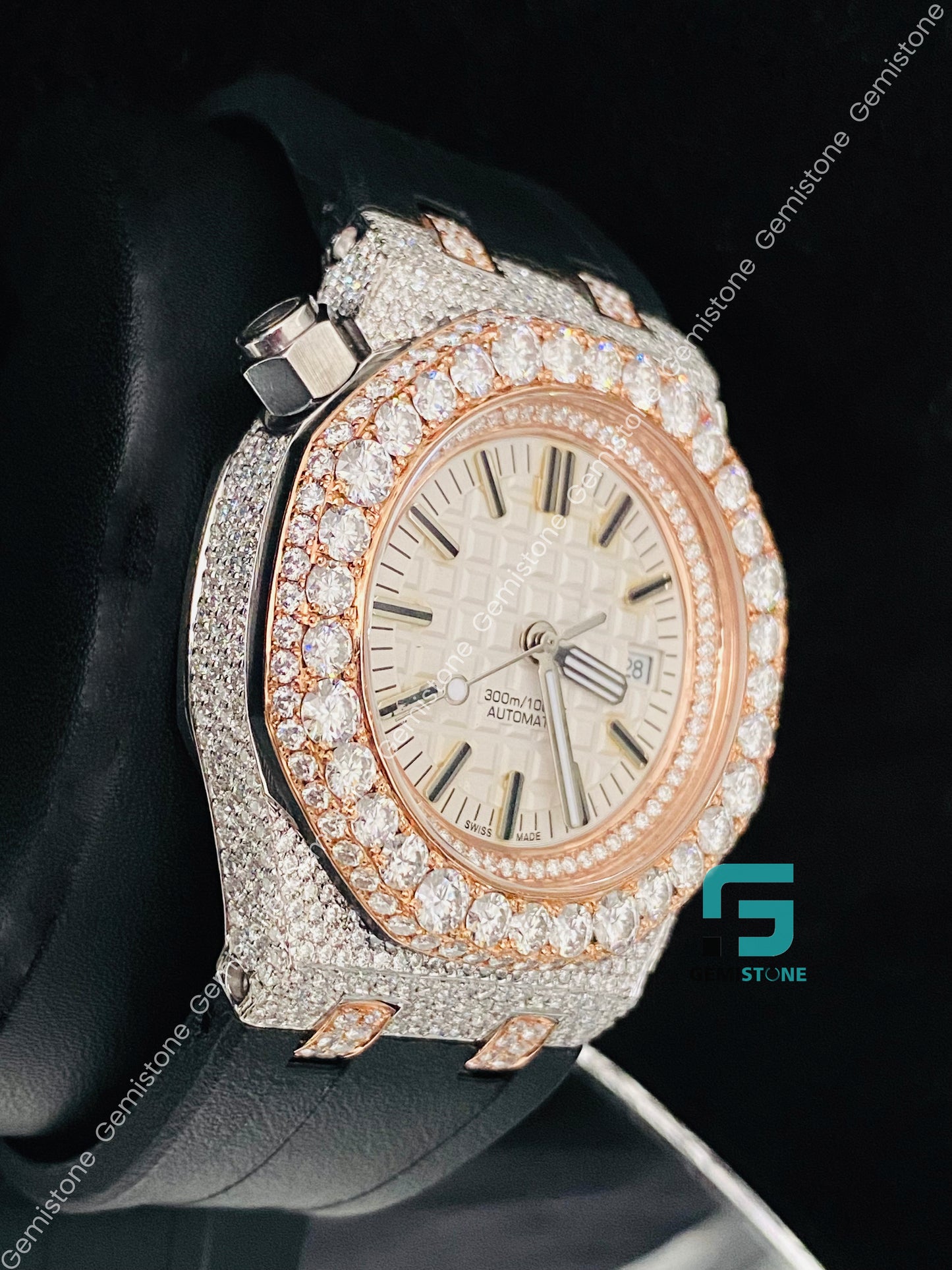 Full Face Dial Studded Moissanite Diamond Watch
