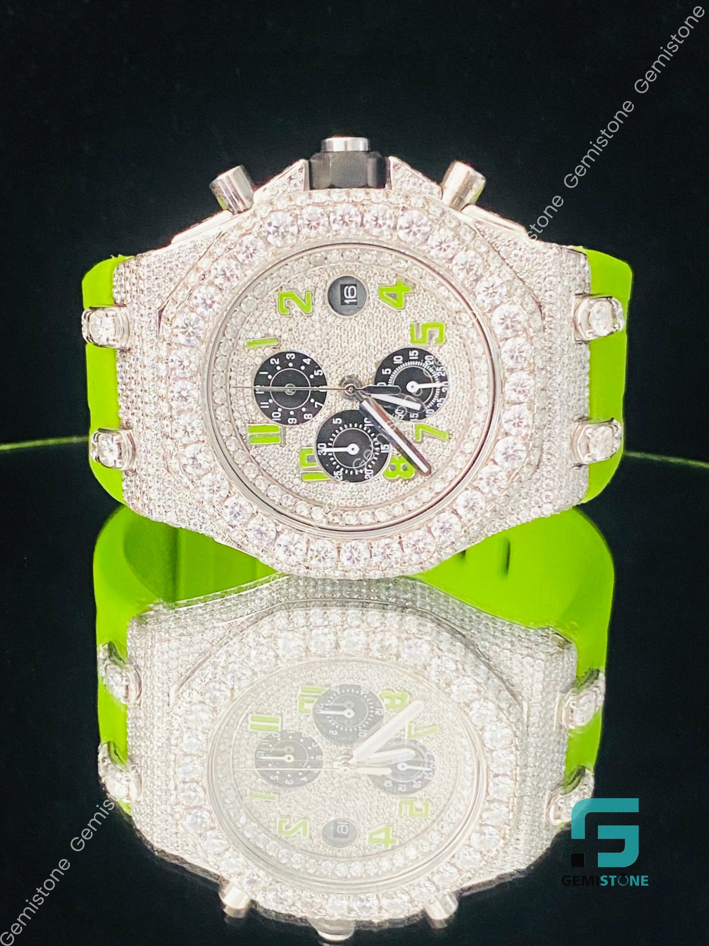 Fully_Face_Dial_Parrot_Silicon_Strap_Moissanite_AP_Watch