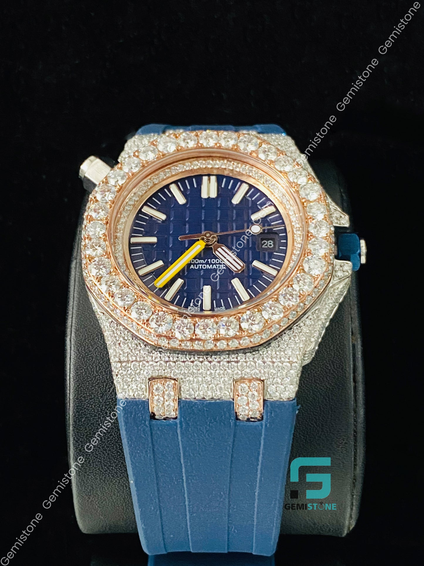Fully Face Dial White Bar Moissanite Watch
