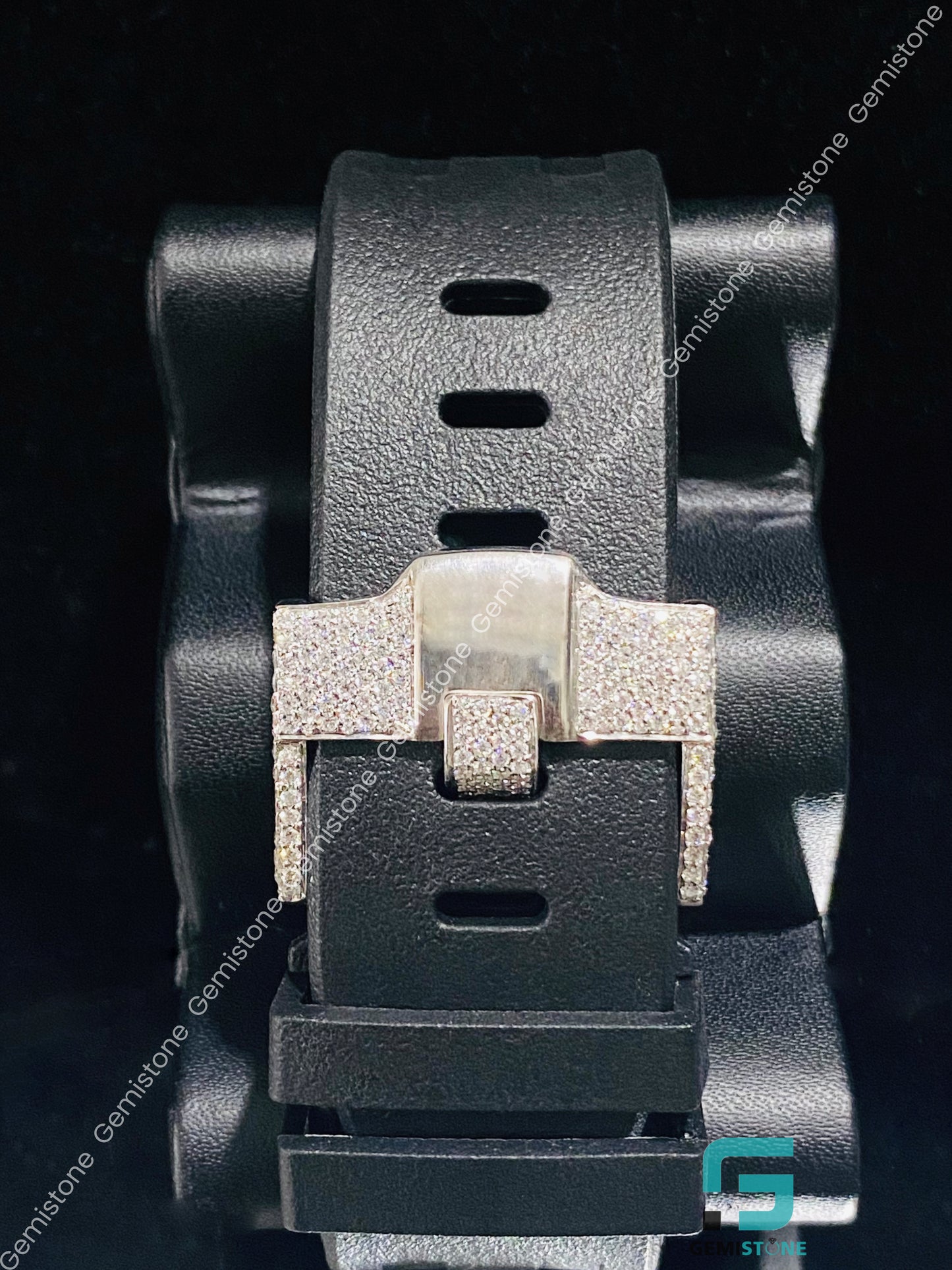 Fully Ice Out Black Silicon Belt Moissanite Watch