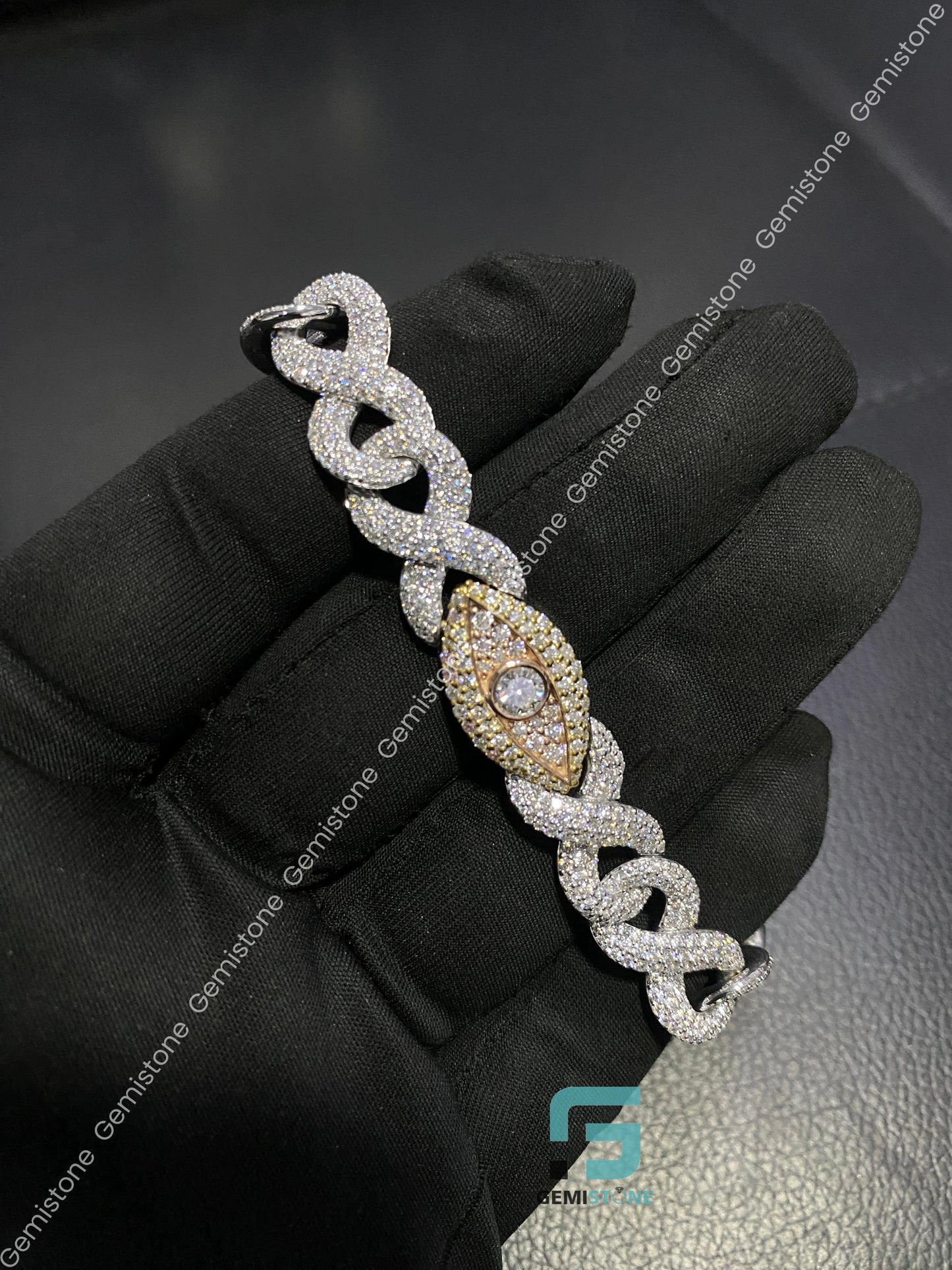 Fully Ice Out Criss Cross Moissanite Bracelet