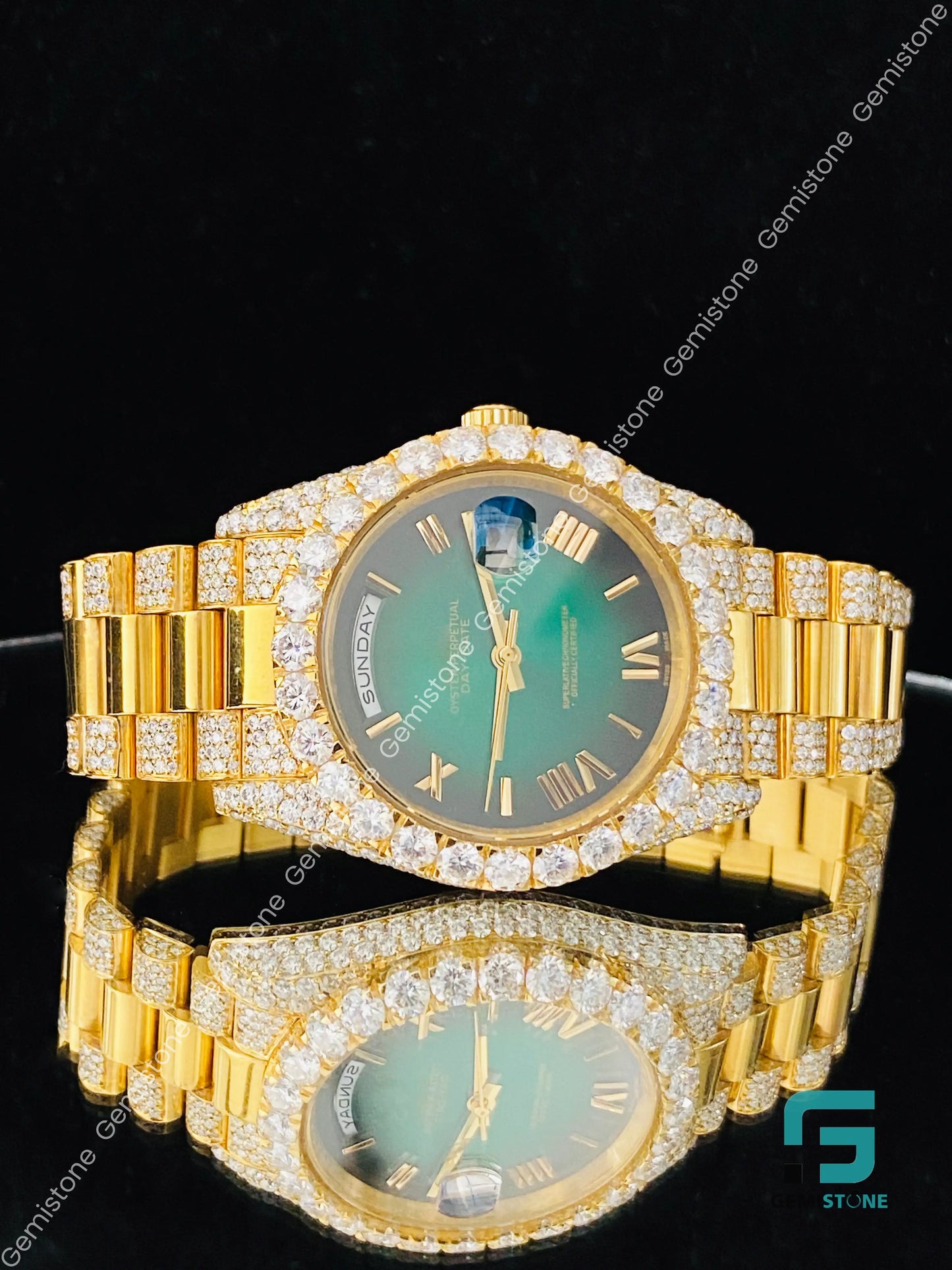 Fully_Iced_Out_Moissanite_Watch_Green_Dial