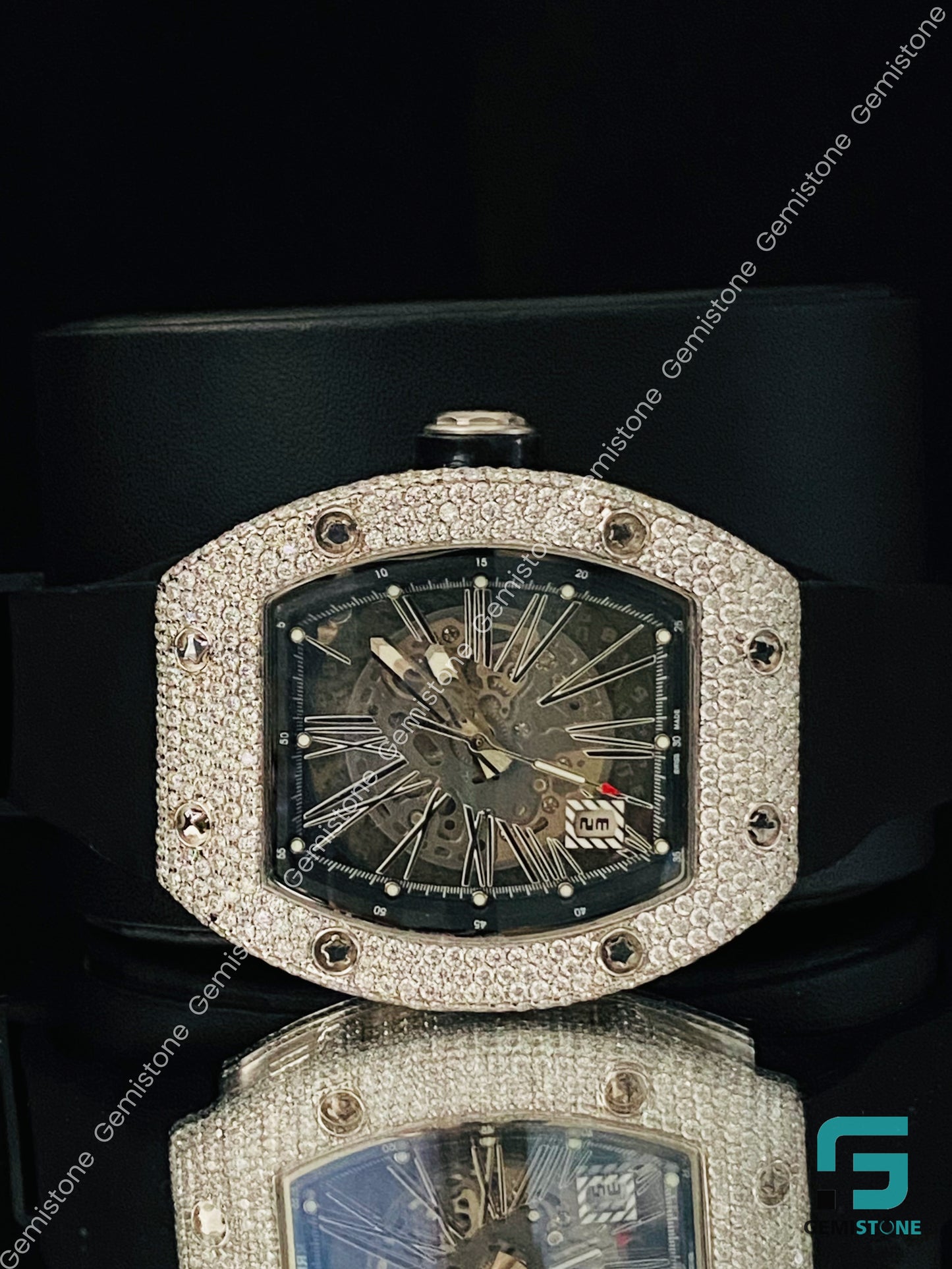 Fully Studded Face Dial Moissanite Watch for Men_s
