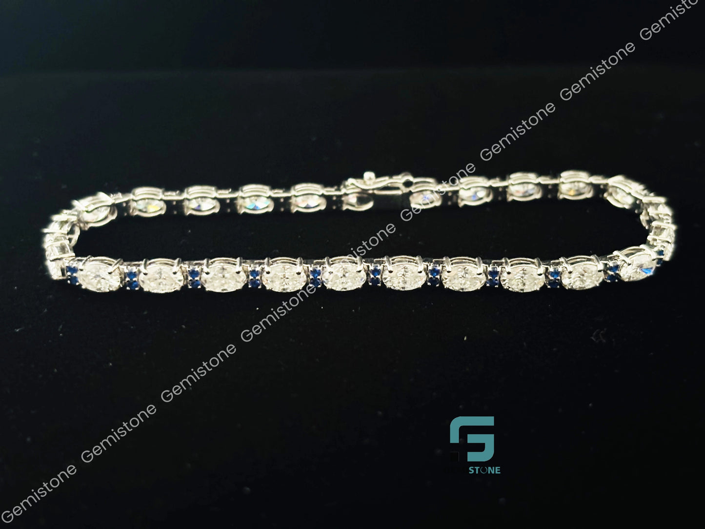 Fully Studded Green White Diamond Tennis Bracelet