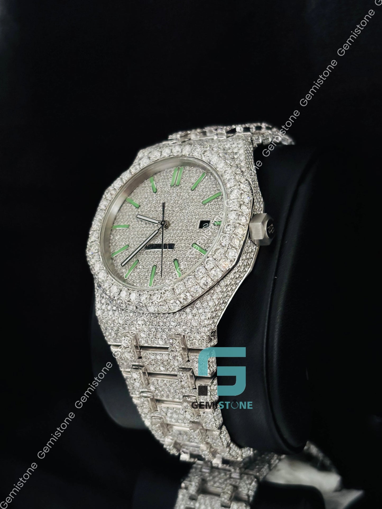 Fully Studded Iced Out hip Hop Wrist Moissanite Watch For Men_s