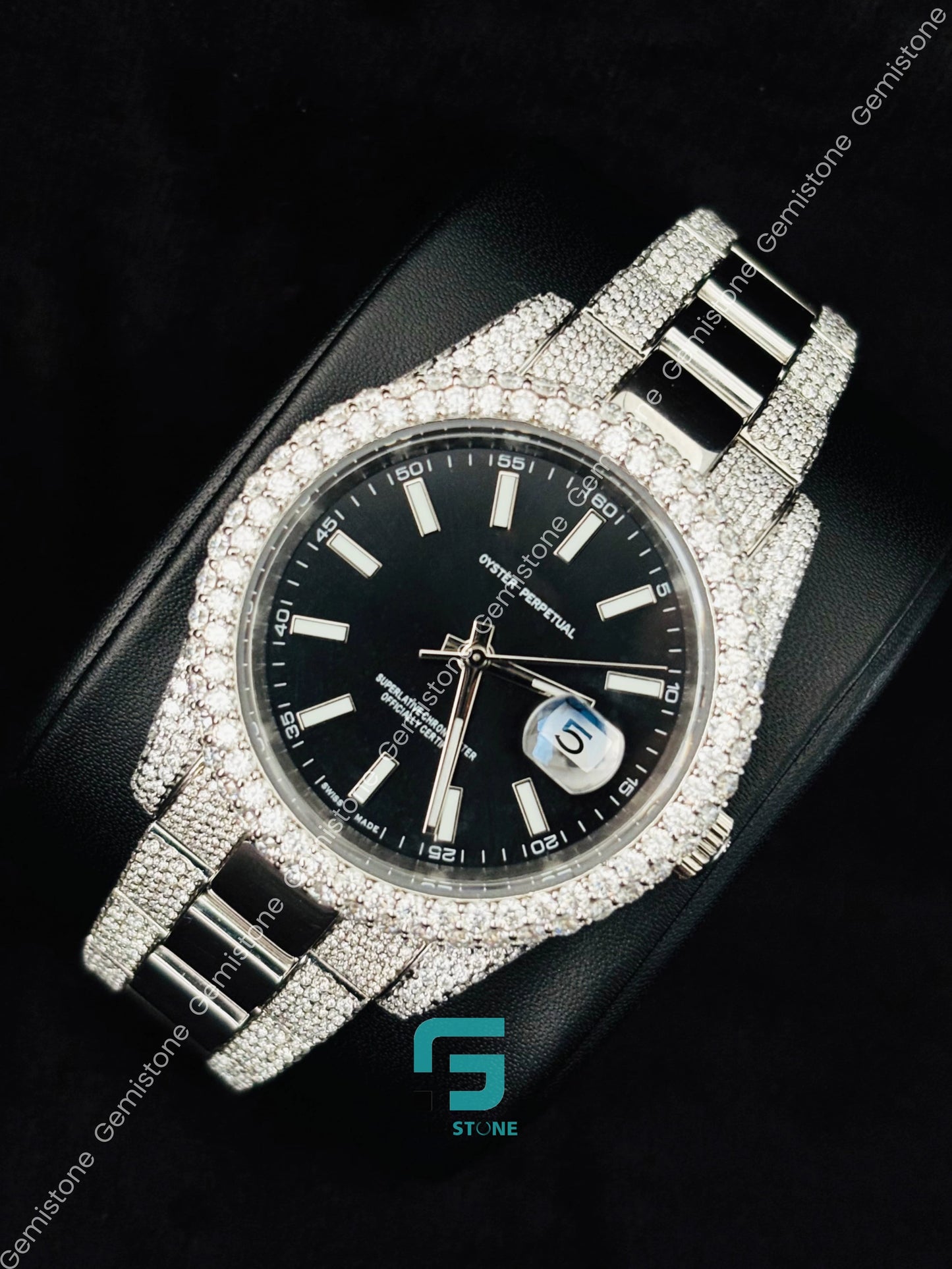 Fully Studded Moissanite Bust Down Watch