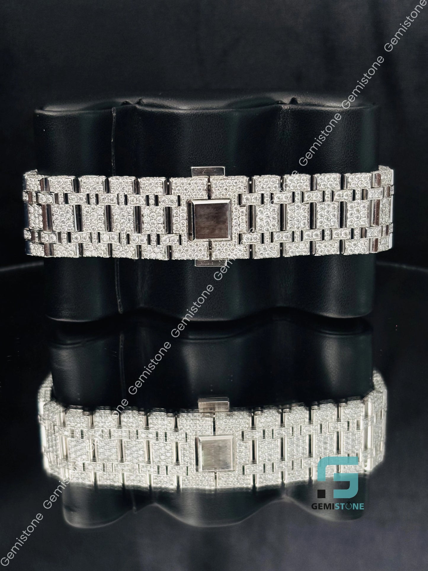 Fully Studded Moissanite Wrist Luxury Bust Down WAtch