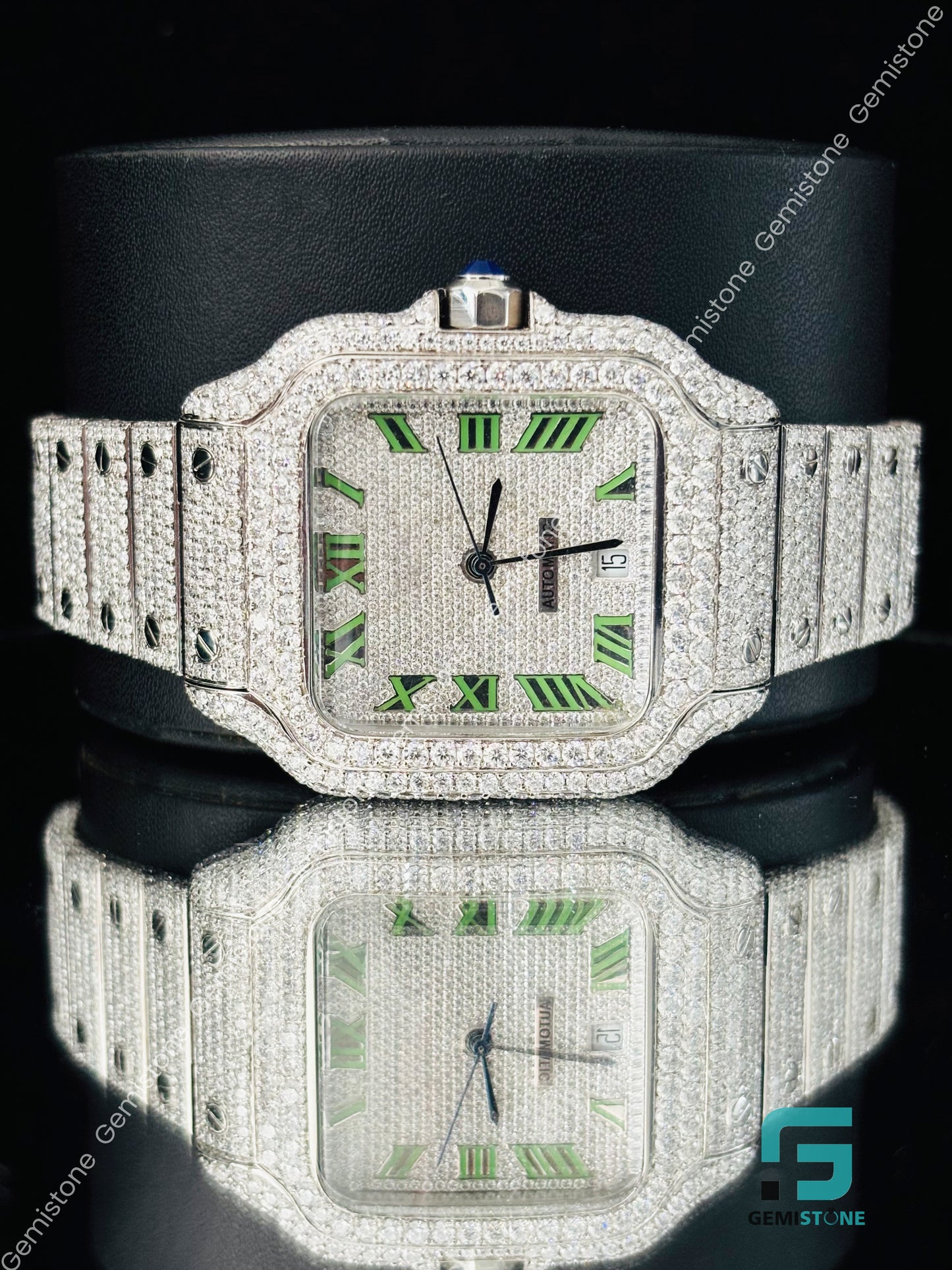 Fully Studded Roman Number Moissanite Watch
