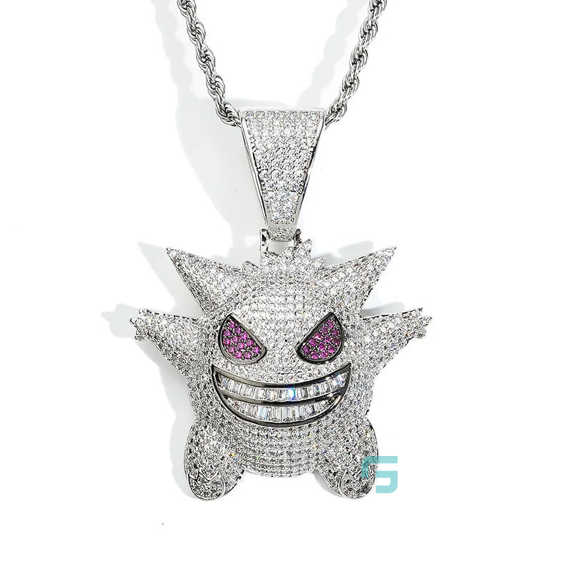 Mens Iced Diamond Hip Hop Pokemon Gengar Pendant