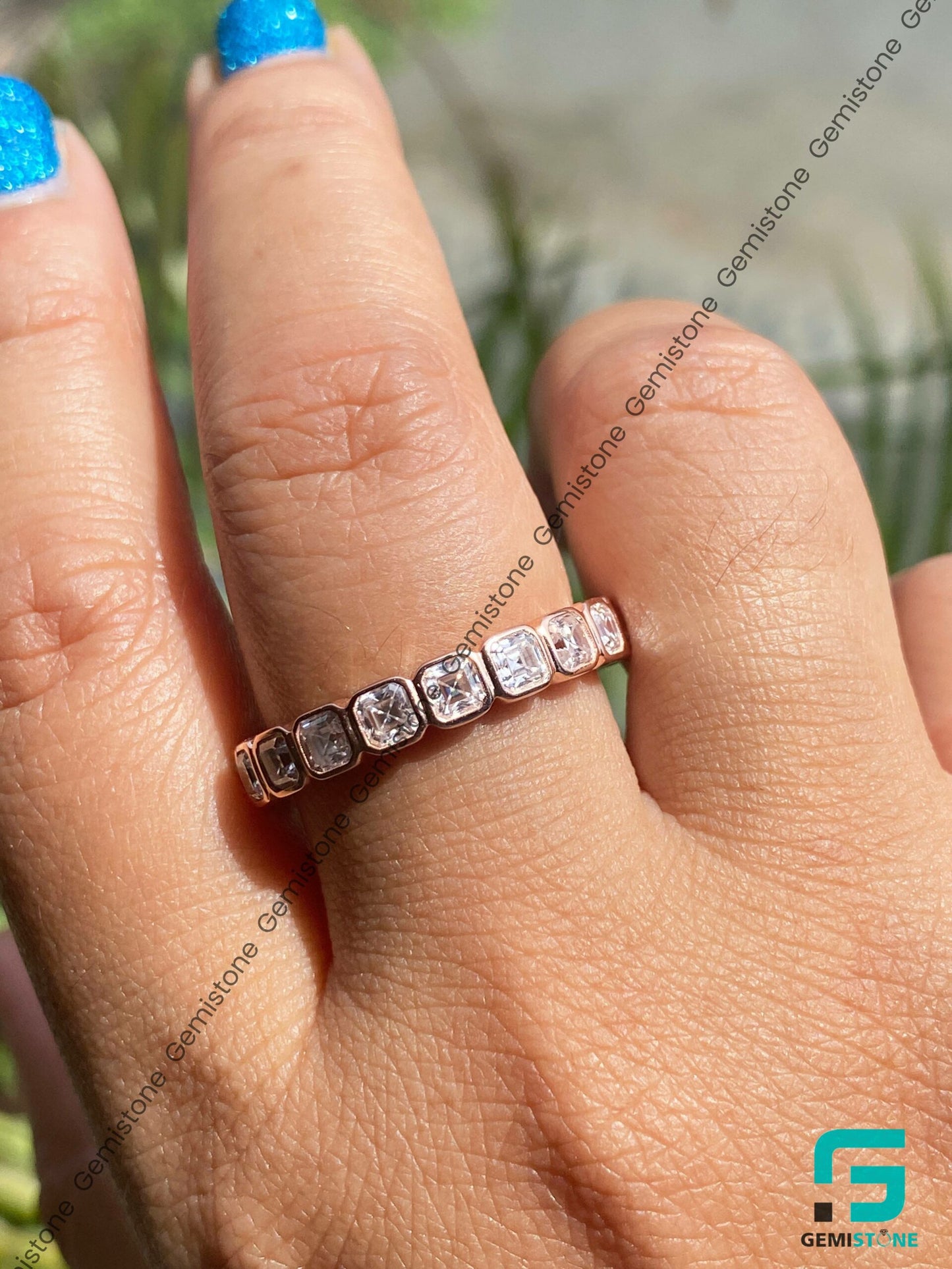 Elegant 5.50 CTW Full Eternity Asscher Bezel Set Wedding Band