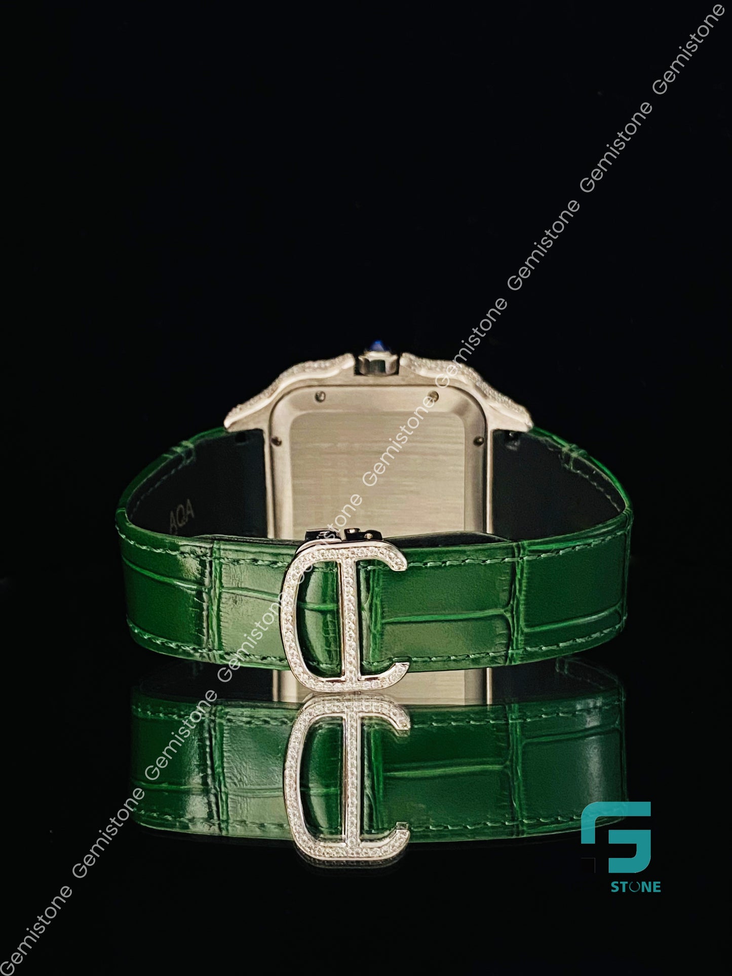 Green Baguette Bar Moissanite Watch