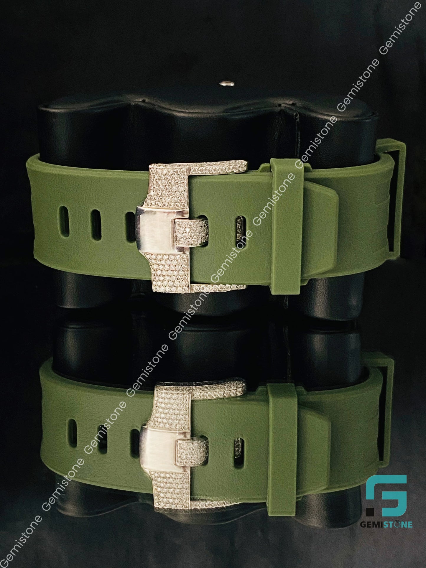 Green Silicon Rubber Moissanite Watch for Men
